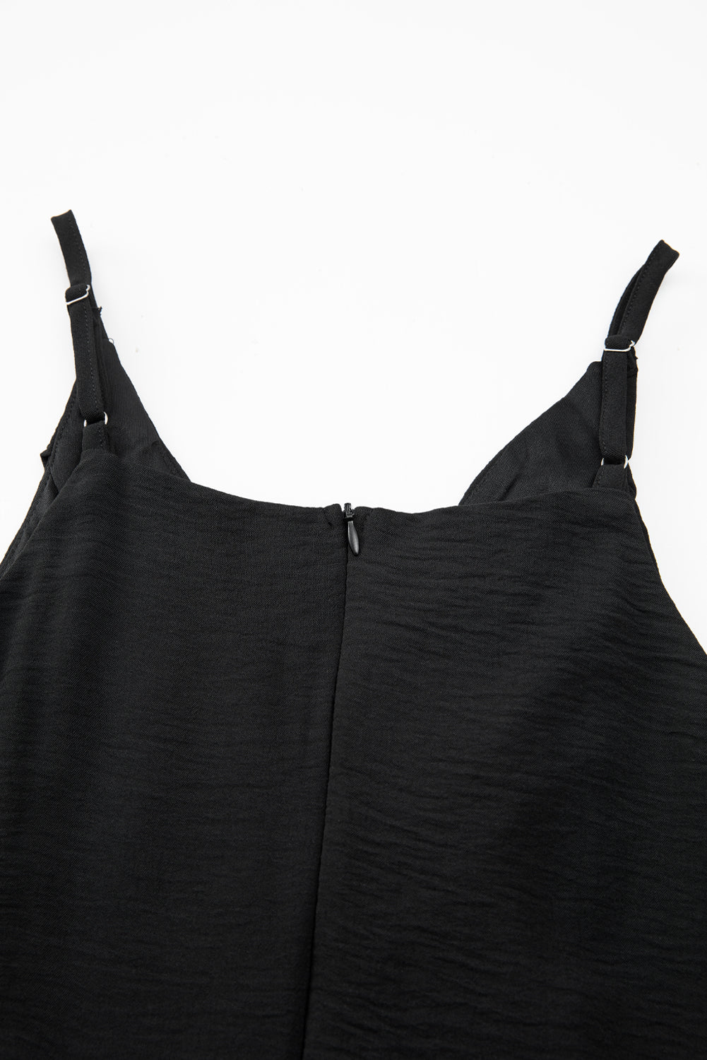 Women's Black Spaghetti Strap High Waist Wide Leg Drawstring Jumpsuit at LivelyLooks