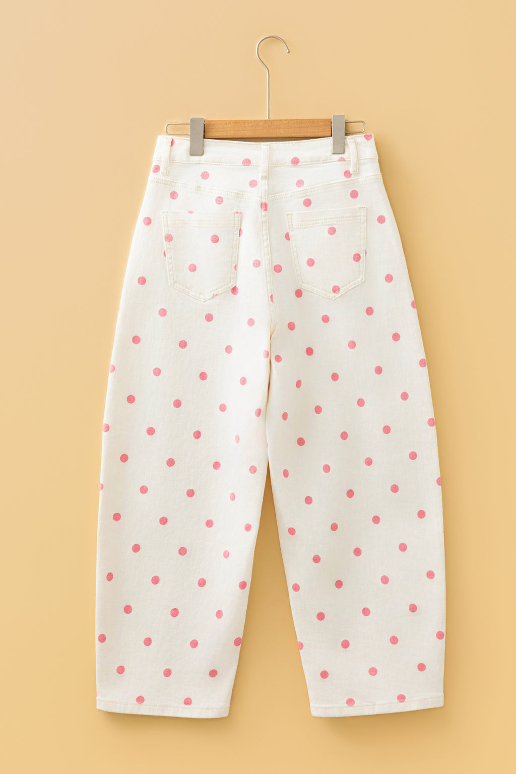 Polka Dot Ankle Length Regular Fit Casual Jeans | Blue & Pink