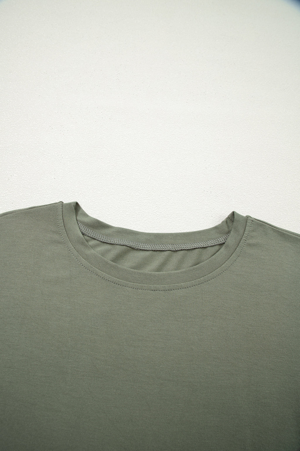 Oversized Tee & Tie Wrap Mini Skort 2pcs Set | Black & Laurel Green