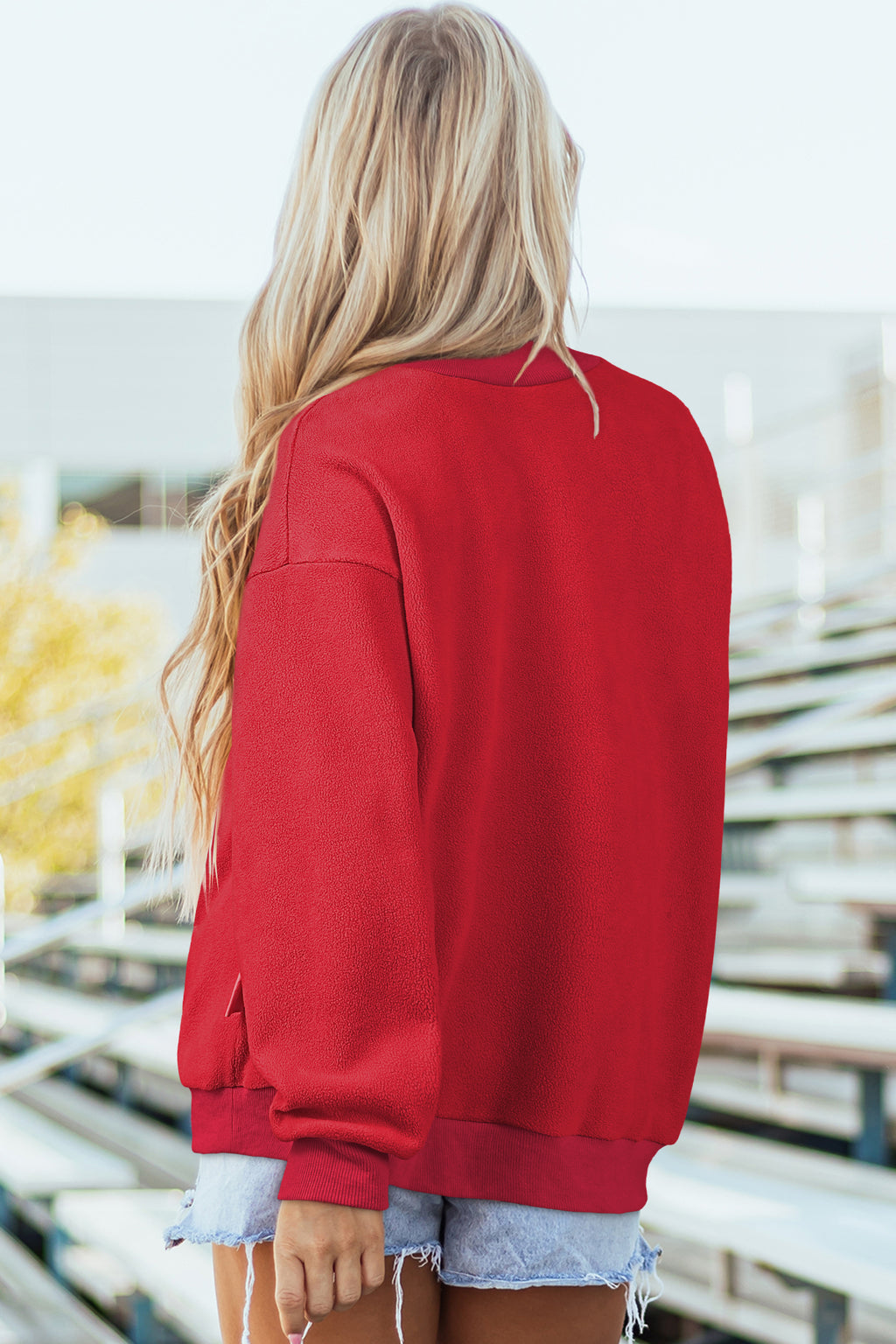 Carrot Oversized Reversible Sweatshirt Drop Shoulder Mock Neck Women S-XL