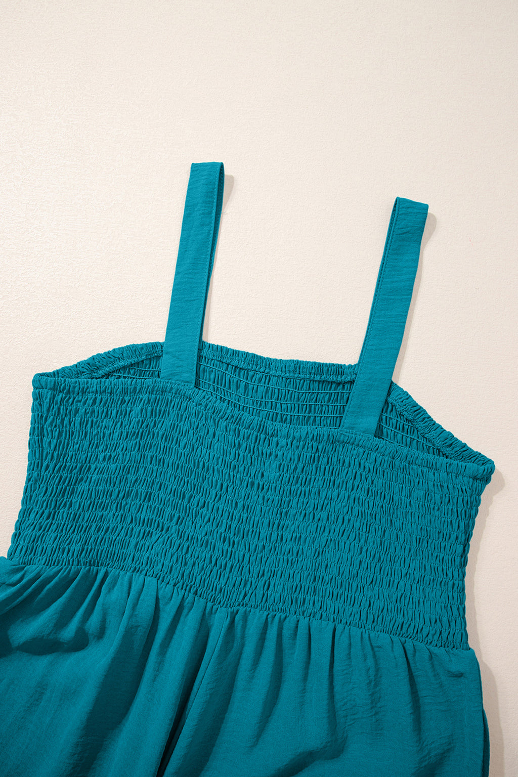 Shop Smocked Square Neck Sleeveless Jumpsuit with Pockets at LivelyLooks
