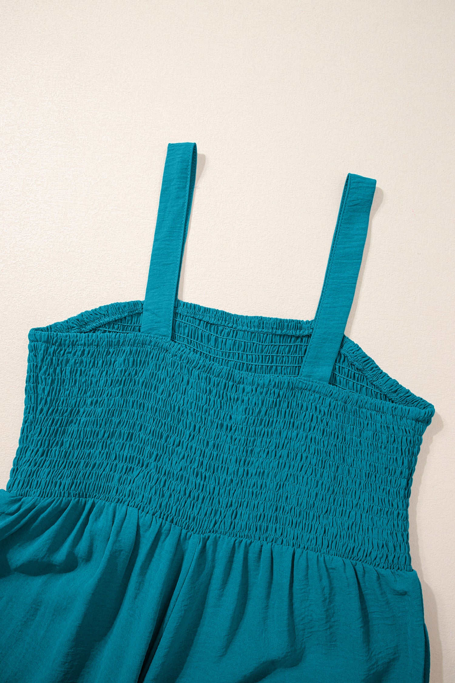 Shop Smocked Square Neck Sleeveless Jumpsuit with Pockets at LivelyLooks