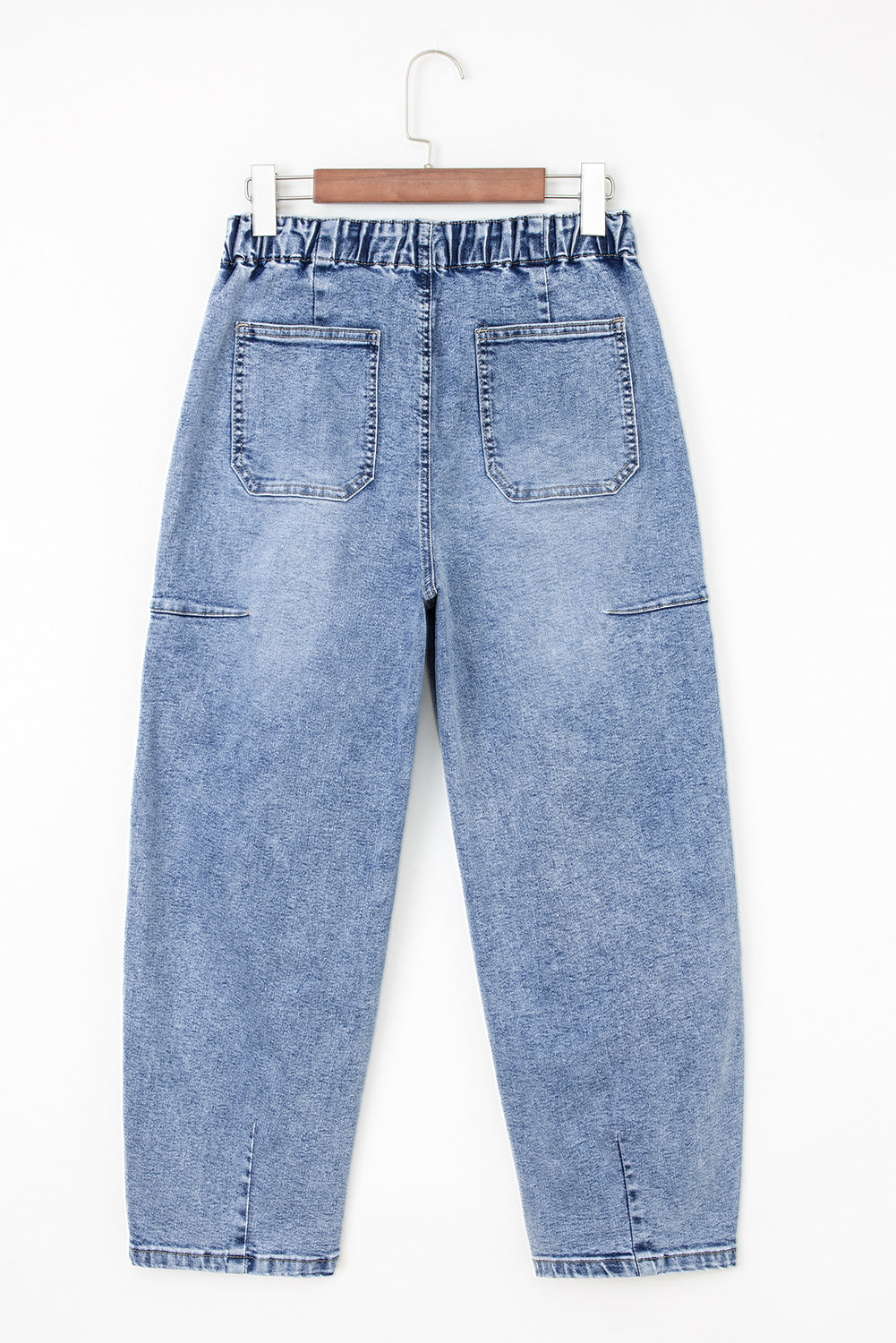 Shop Myosotis Large Patch Pocket Drawstring Paperbag Waist Barrel Jeans at LivelyLooks