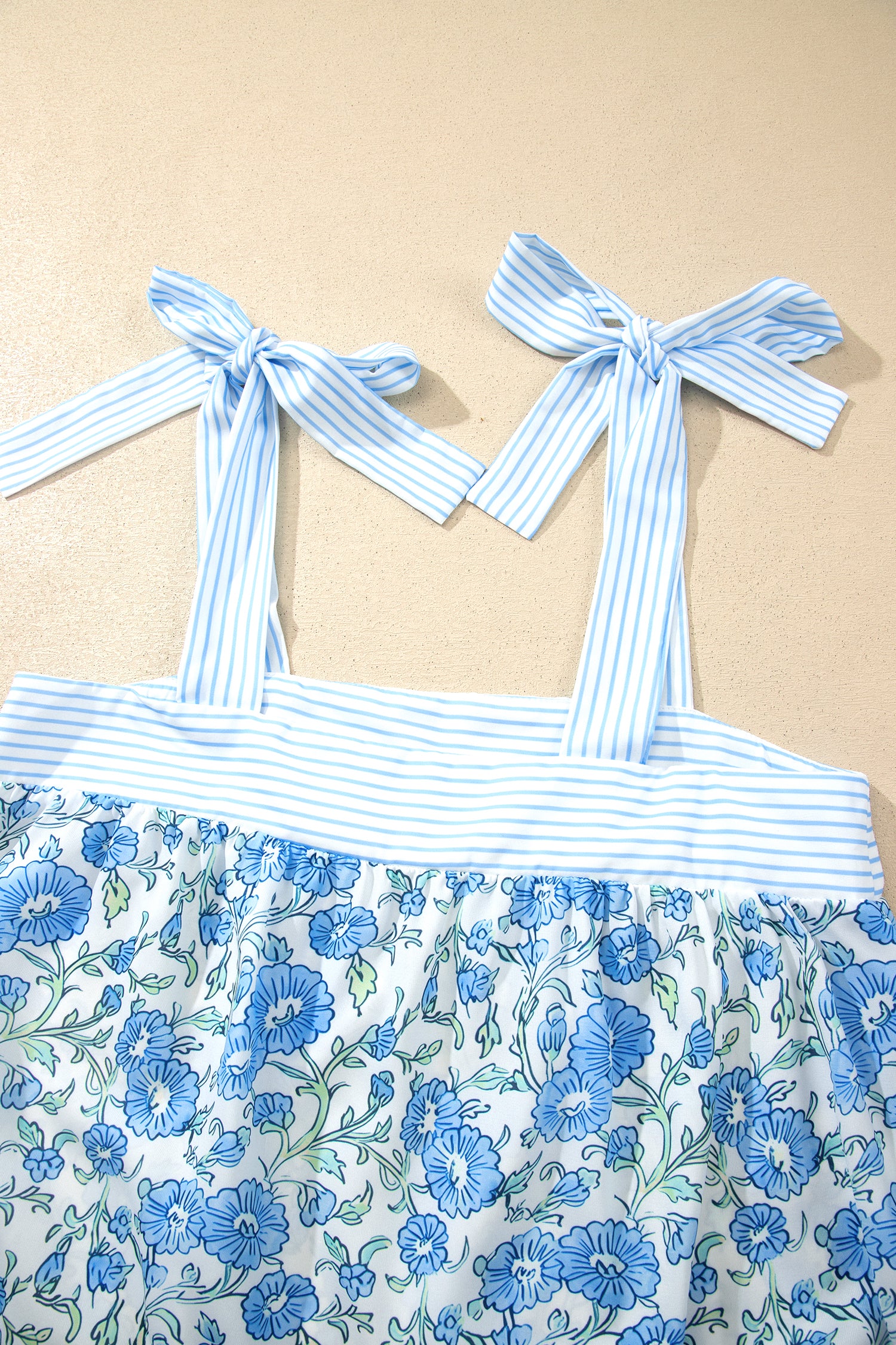 Sky Blue Floral Knot Strap 2pcs Short Set | Sizes 8–22