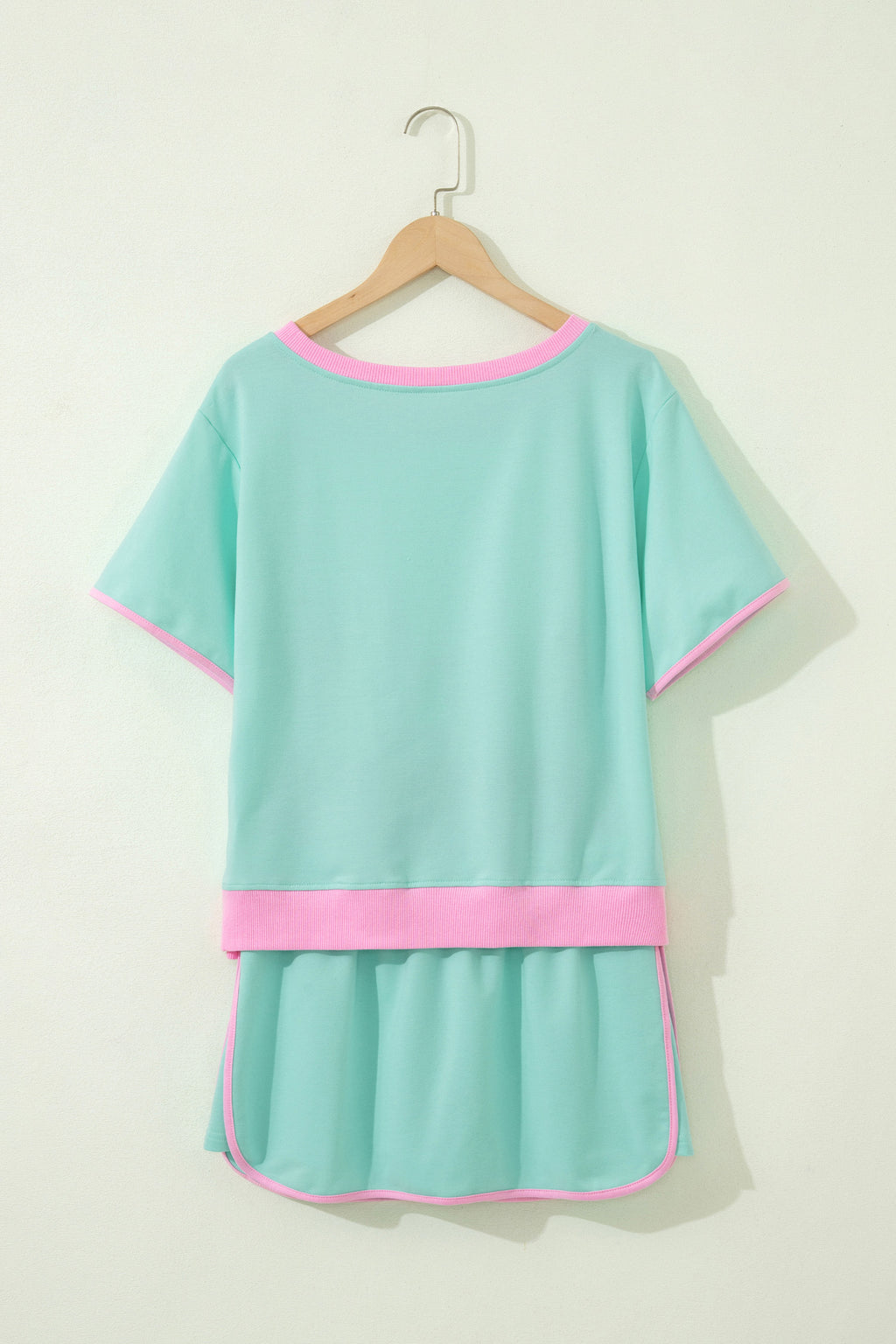 Colourblock Drop Shoulder T-Shirt & Skort 2-Piece Set Beige Black Green
