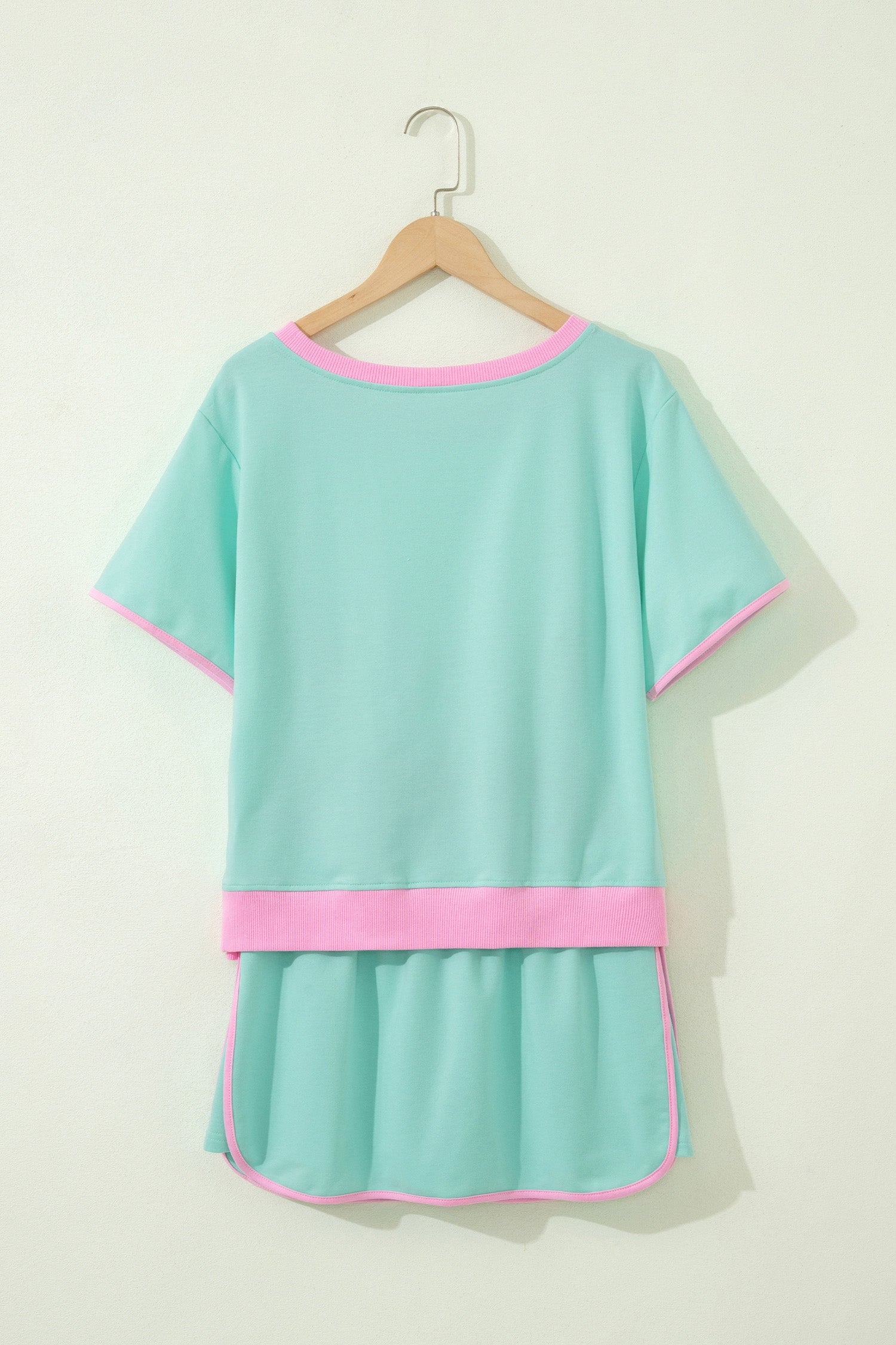 Colourblock Drop Shoulder T-Shirt & Skort 2-Piece Set Beige Black Green