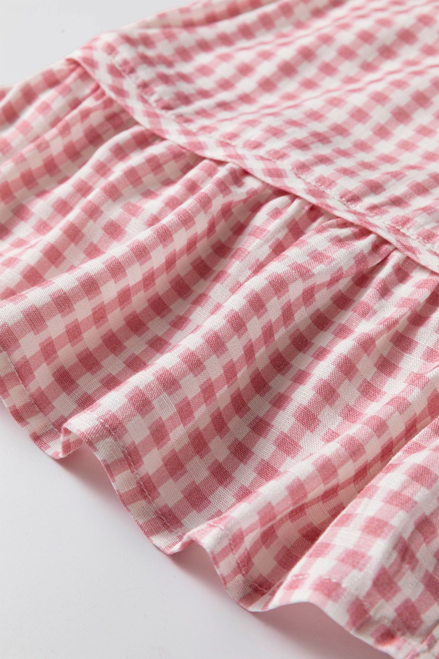 Pink Plaid Ruffle Hem Half Sleeve Button Down Shirt | S-XL