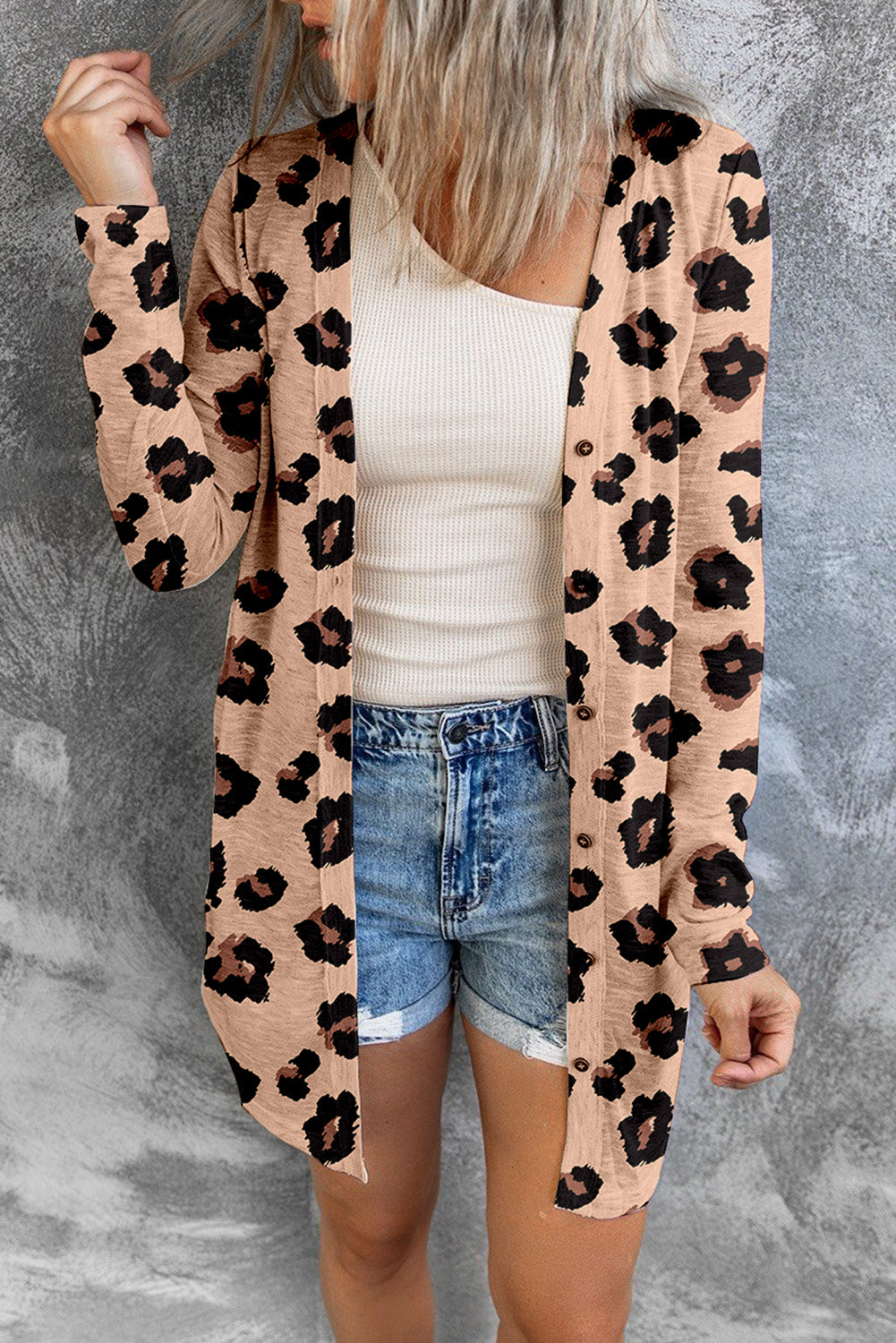 LivelyLooks Leopard Print Open Front Knit Cardigan S-2XL women's fashion