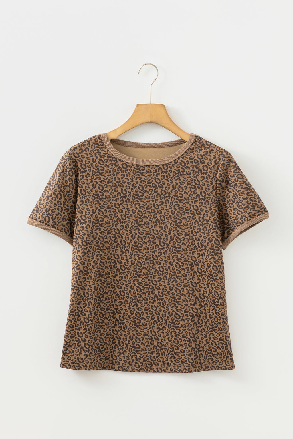 Khaki Fierce Leopard Print Crew Neck T-Shirt