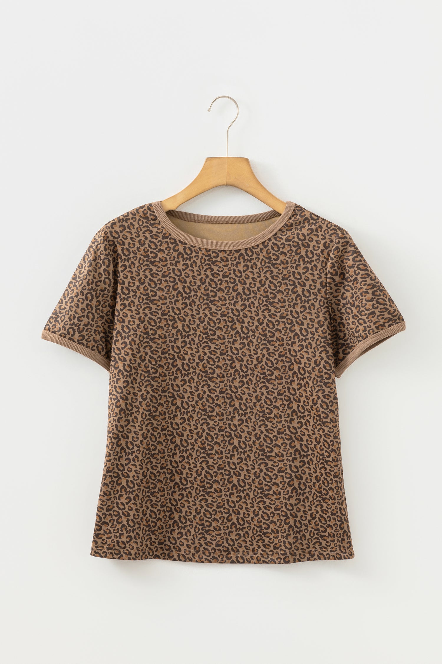Khaki Fierce Leopard Print Crew Neck T-Shirt