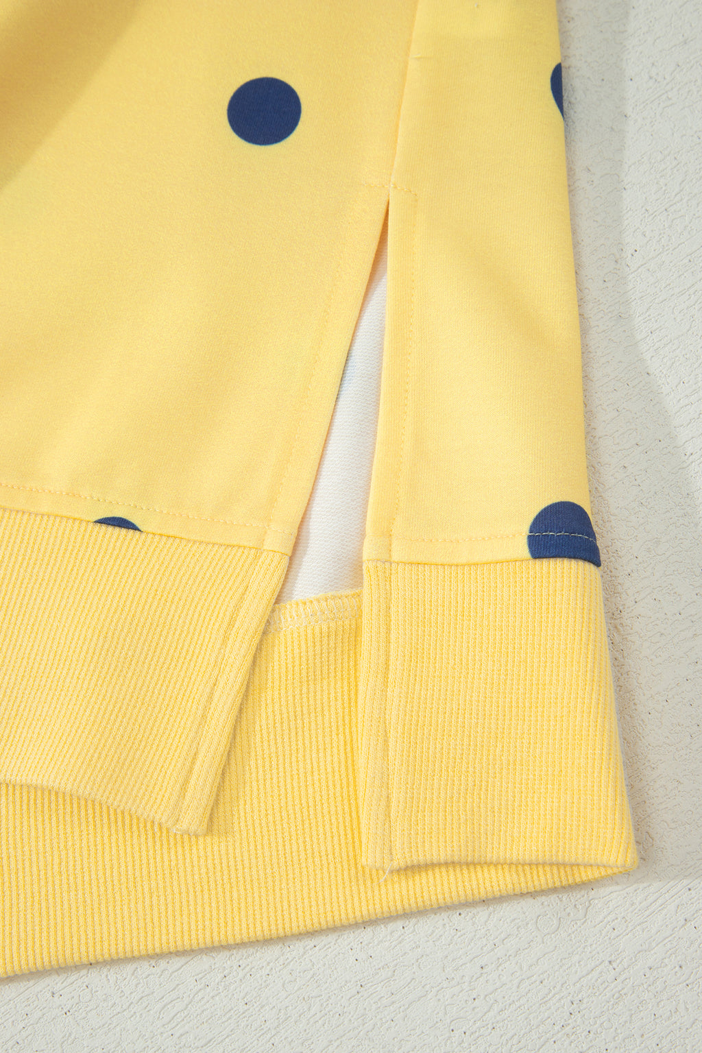 Women's Polka Dot Oversized Tee Crossed Seam Detail Yellow Sky Blue S-XL