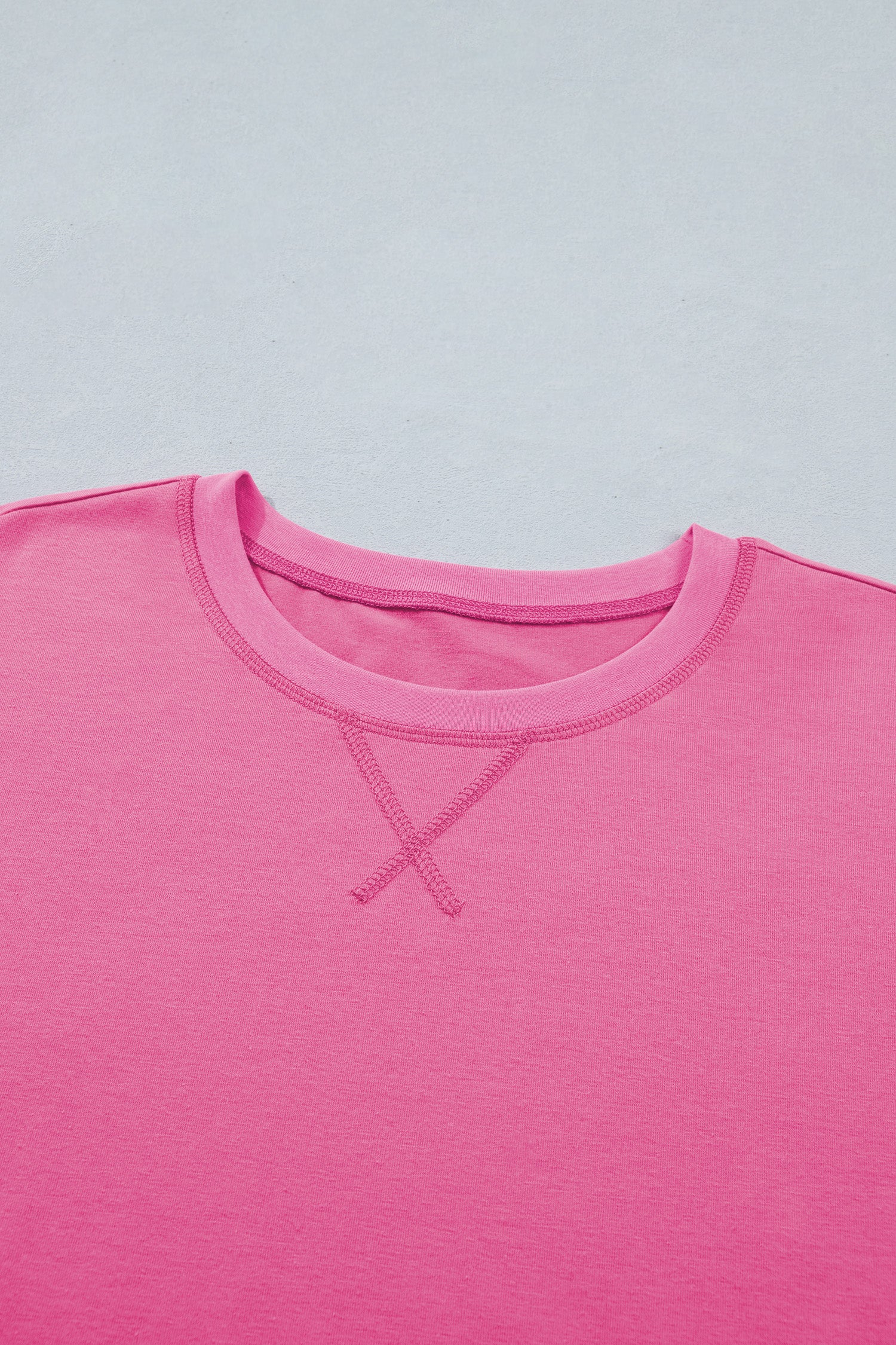 Bright Pink Seam Detail Raw Edge Tee & Rainbow Waistband Shorts Co-ord Set
