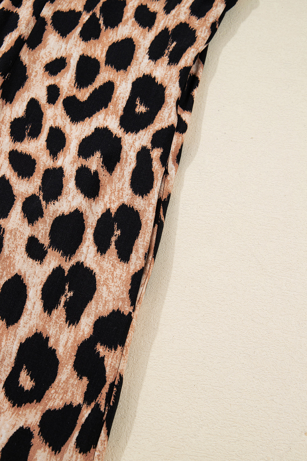 Women's Brown Leopard Print Smocked Detail Flowy Midi Dress at LivelyLooks