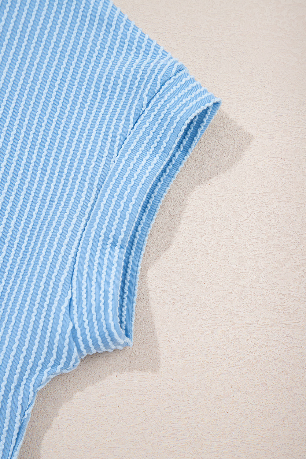 Corded Rib Knit Colour Block Patch Pocket Crew Neck Tee | Pink Blue Grey
