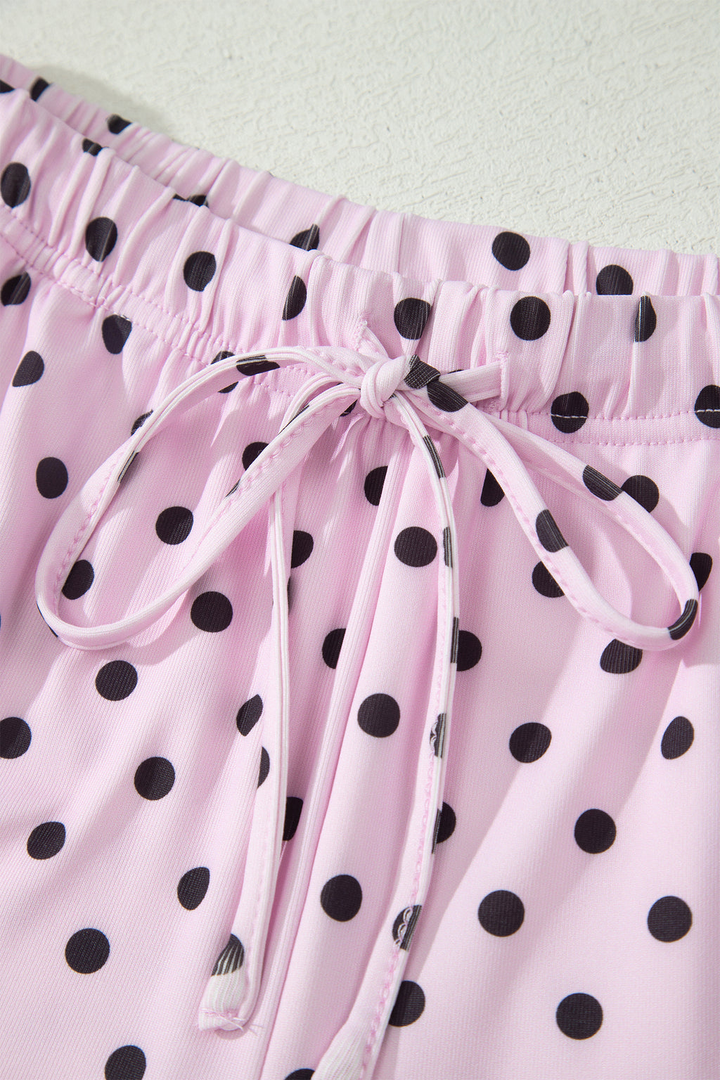 Polka Dot Halter Co-ord Short Set Drawstring Elastic Waist | Brown & Pink