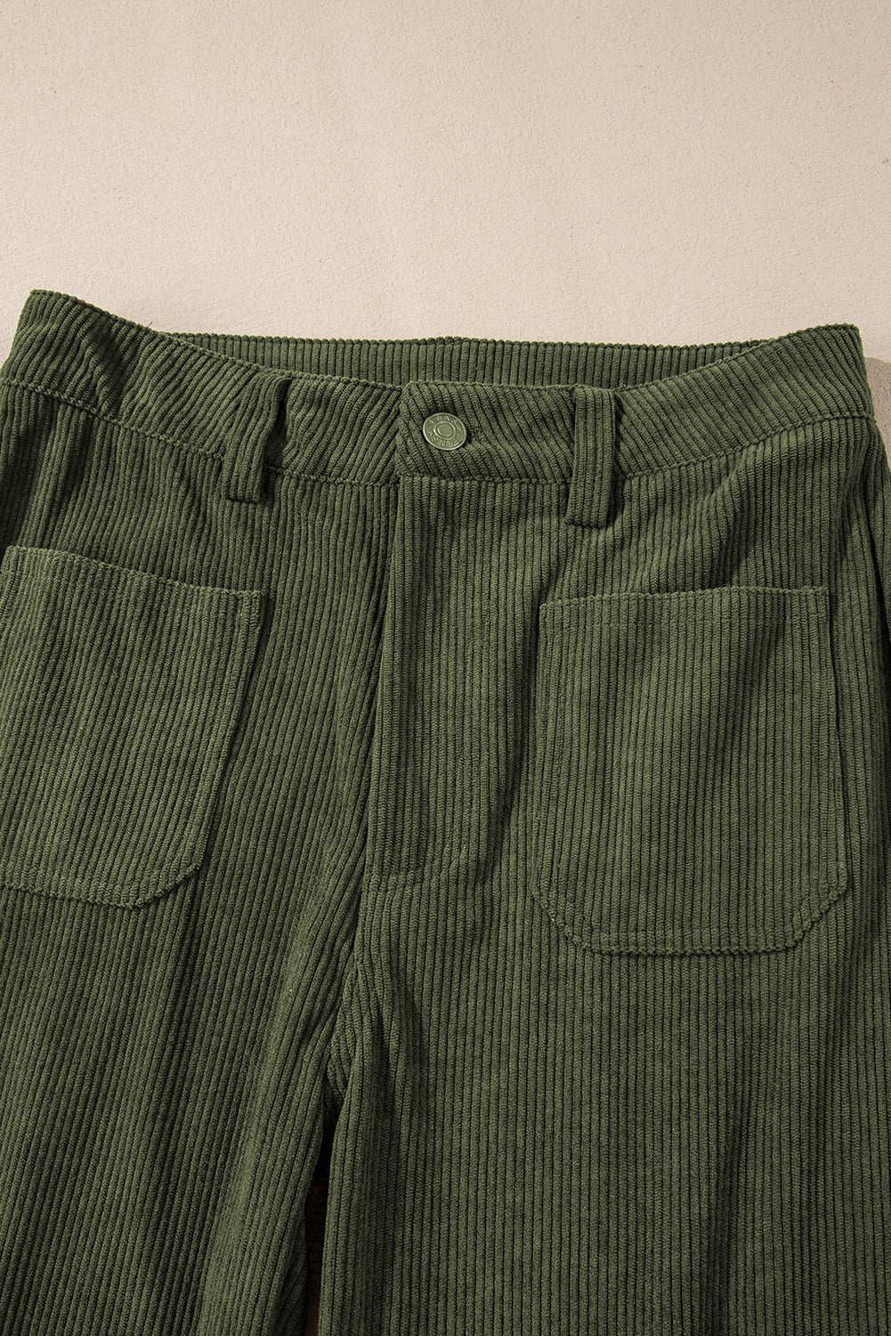 Women's Women's High Waist Corduroy Trousers Square Pockets Green/Brown at LivelyLooks