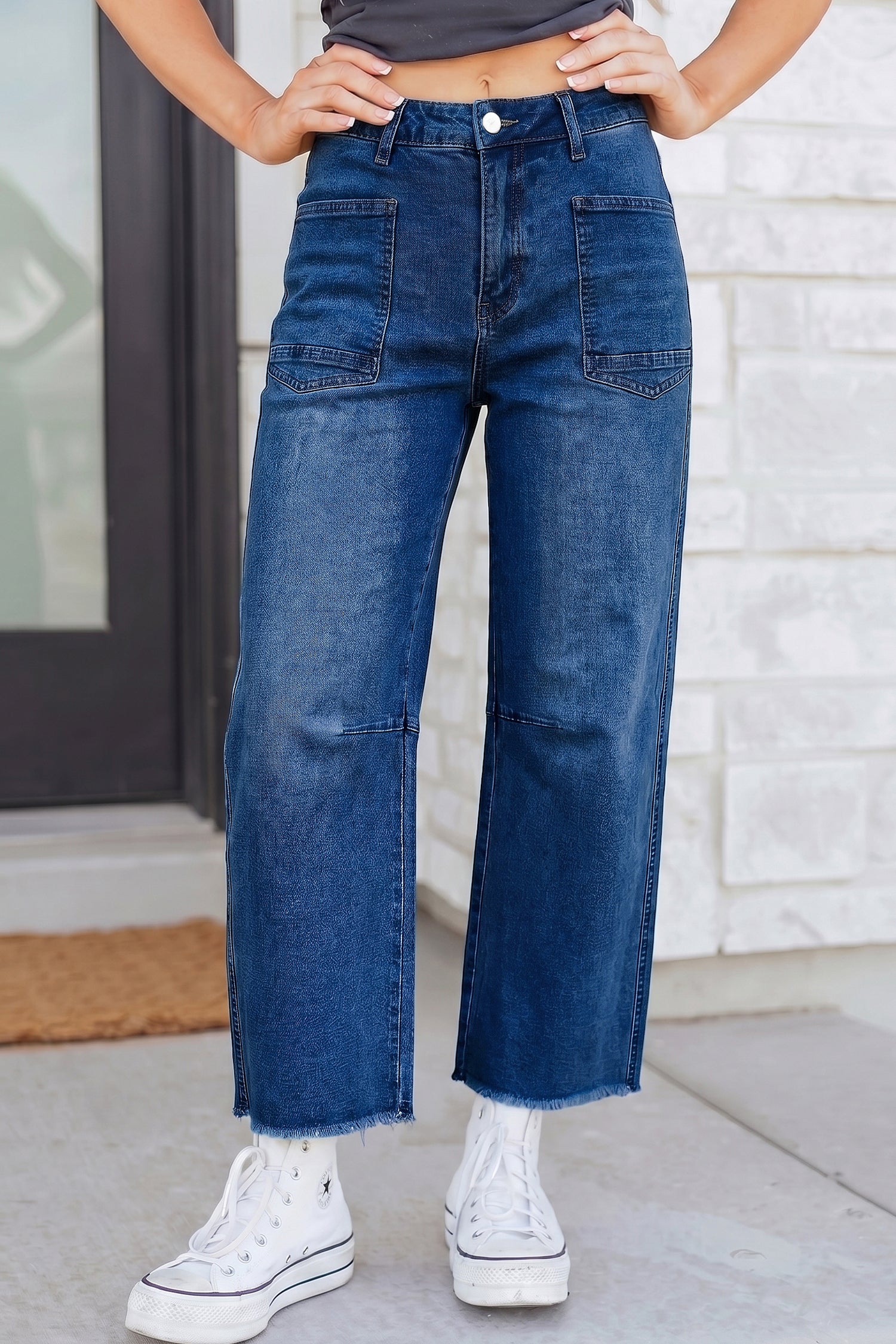 Women's Frayed Cropped Straight Leg Jeans UK 4-16 at LivelyLooks