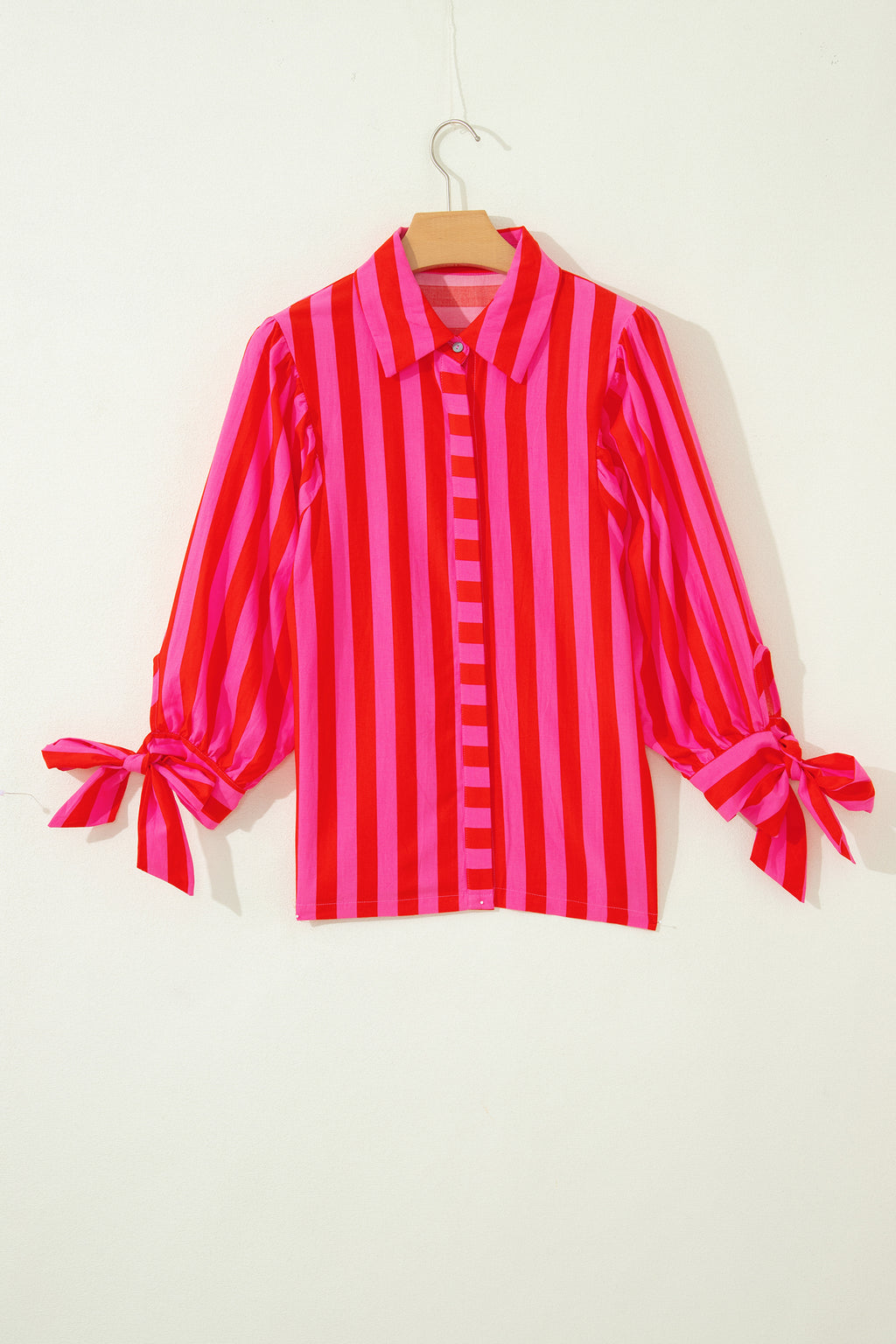 LivelyLooks Stripe Tie Puff Sleeve Women's Button Down Shirt women's fashion