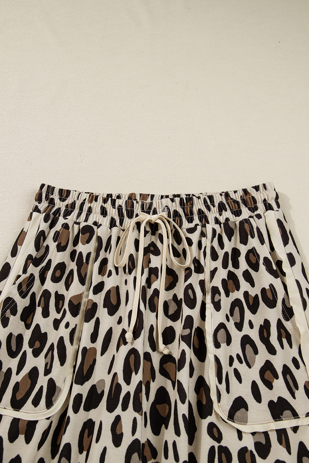 Women's Khaki Leopard Wide Leg Cropped Pants at LivelyLooks