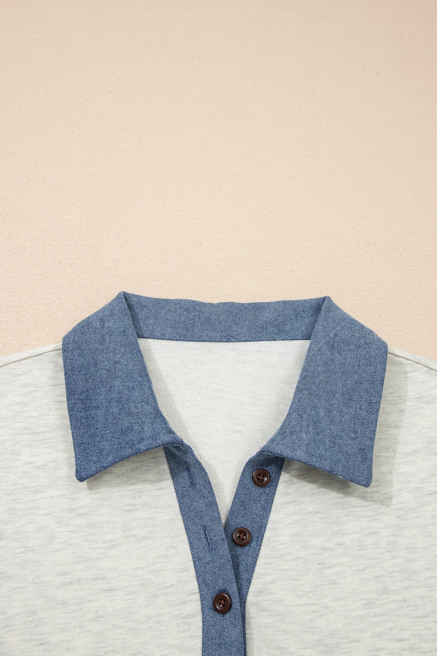 Light Grey Denim Colour Block Polo Collar T-Shirt Tunic Dress S-XL