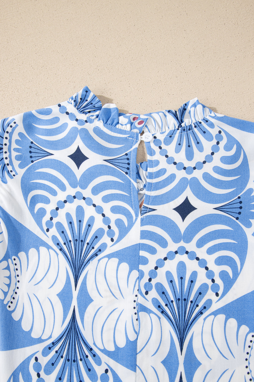 Sky Blue Tropical Print Maxi Dress Flutter Sleeve Vacation Women S-XL