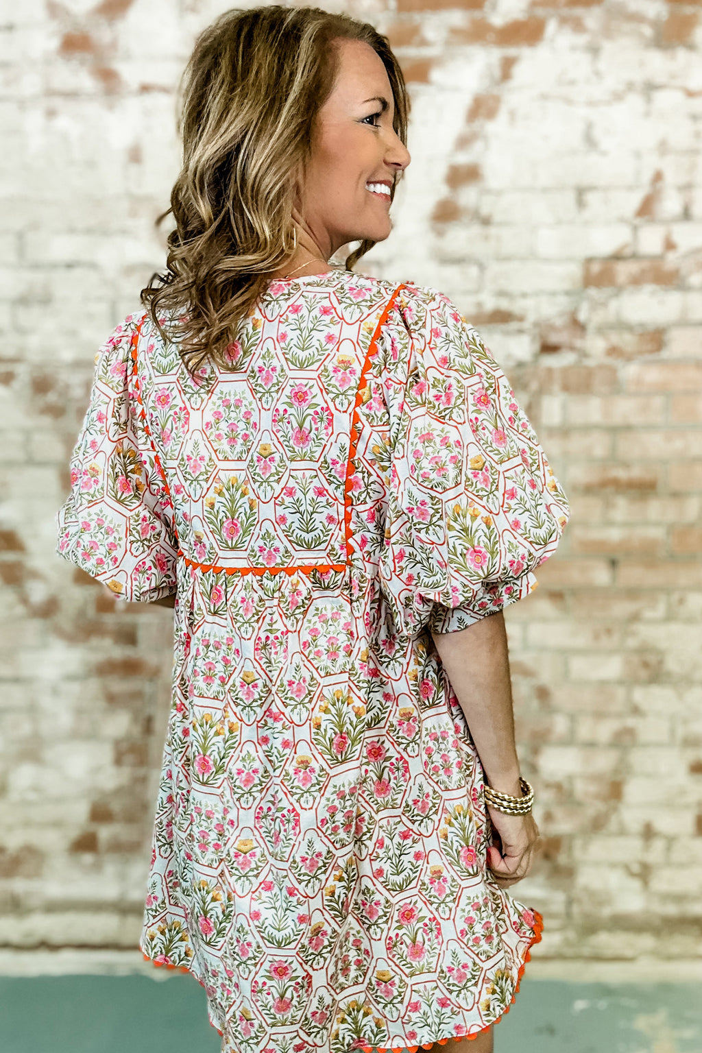 Pink Floral Print Tassel Tie V Neck Scalloped Mini Dress | UK 8–22