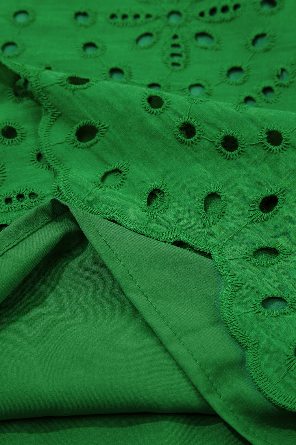 White & Green Eyelet Embroidered Short Sleeve T-Shirt Mini Dress
