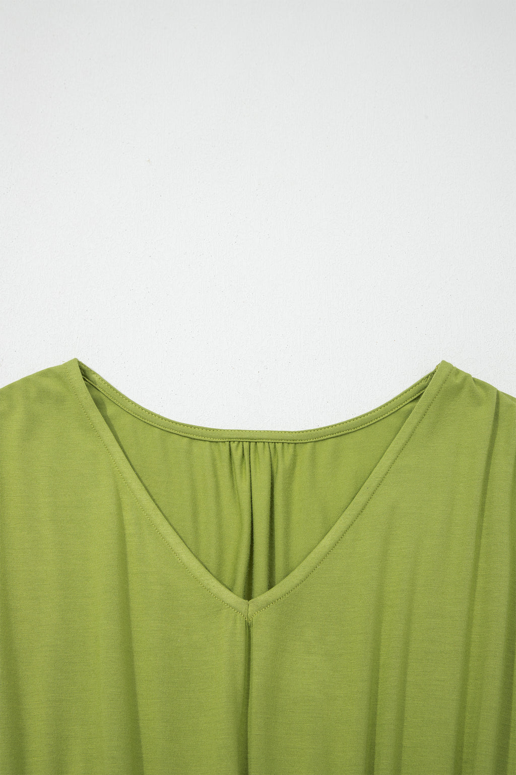 Fern Green V Neck Cap Sleeve Elastic Waist Tunic Maxi Dress S-XL