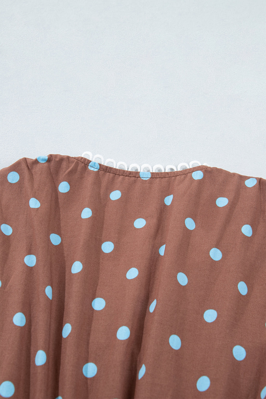 Brown & Black Polka Dot Contrast Trim V Neck Zip Up Sleeveless Dress S-XL