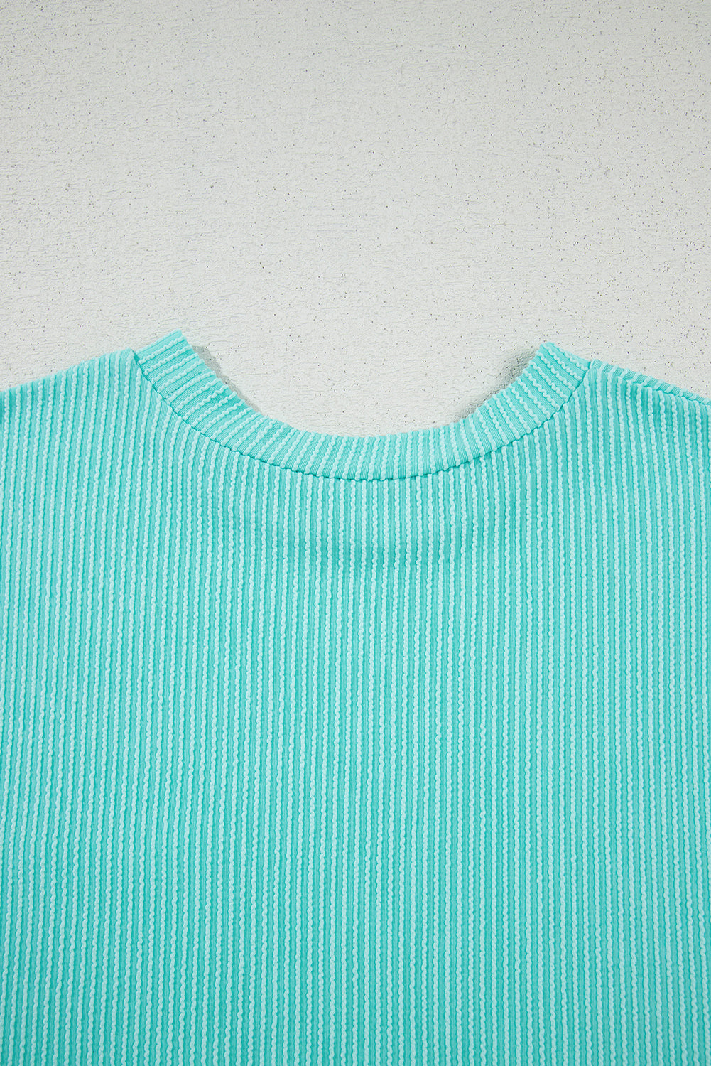 Corded Rib Knit Colour Block Patch Pocket Crew Neck Tee | Pink Blue Grey