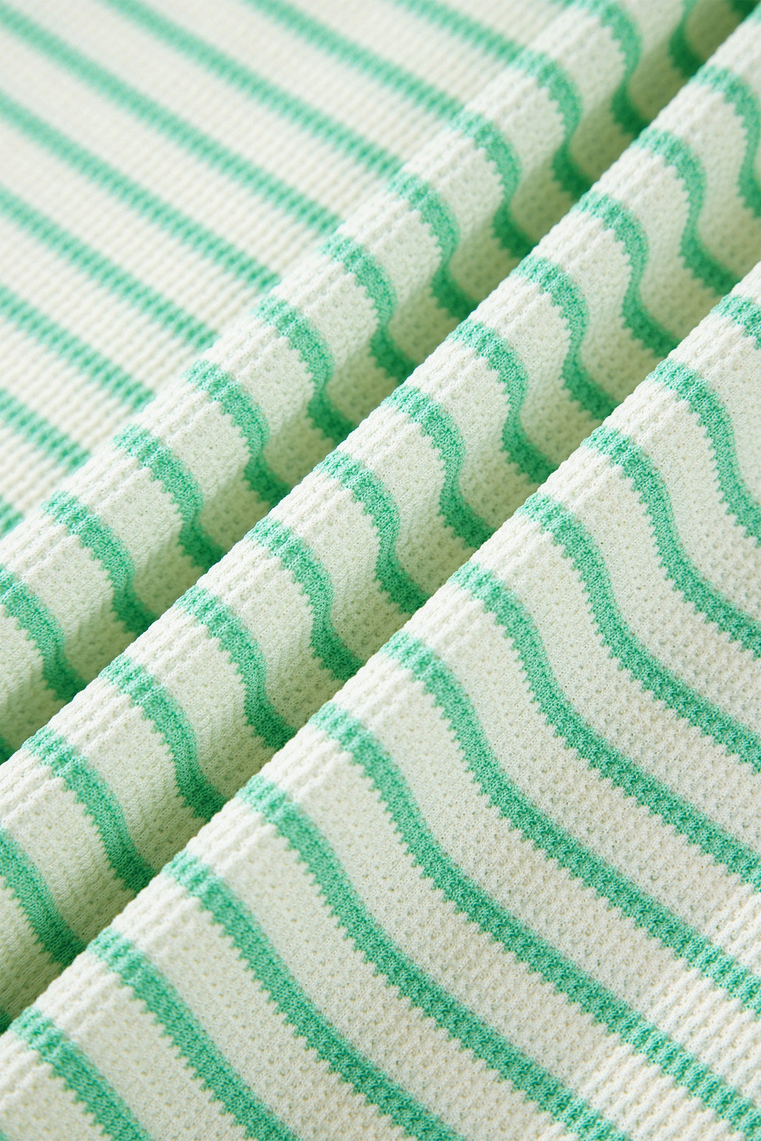 Shop Women's Stripe Colourblock Trim Round Neck Short Sleeve Tee Top Green at LivelyLooks