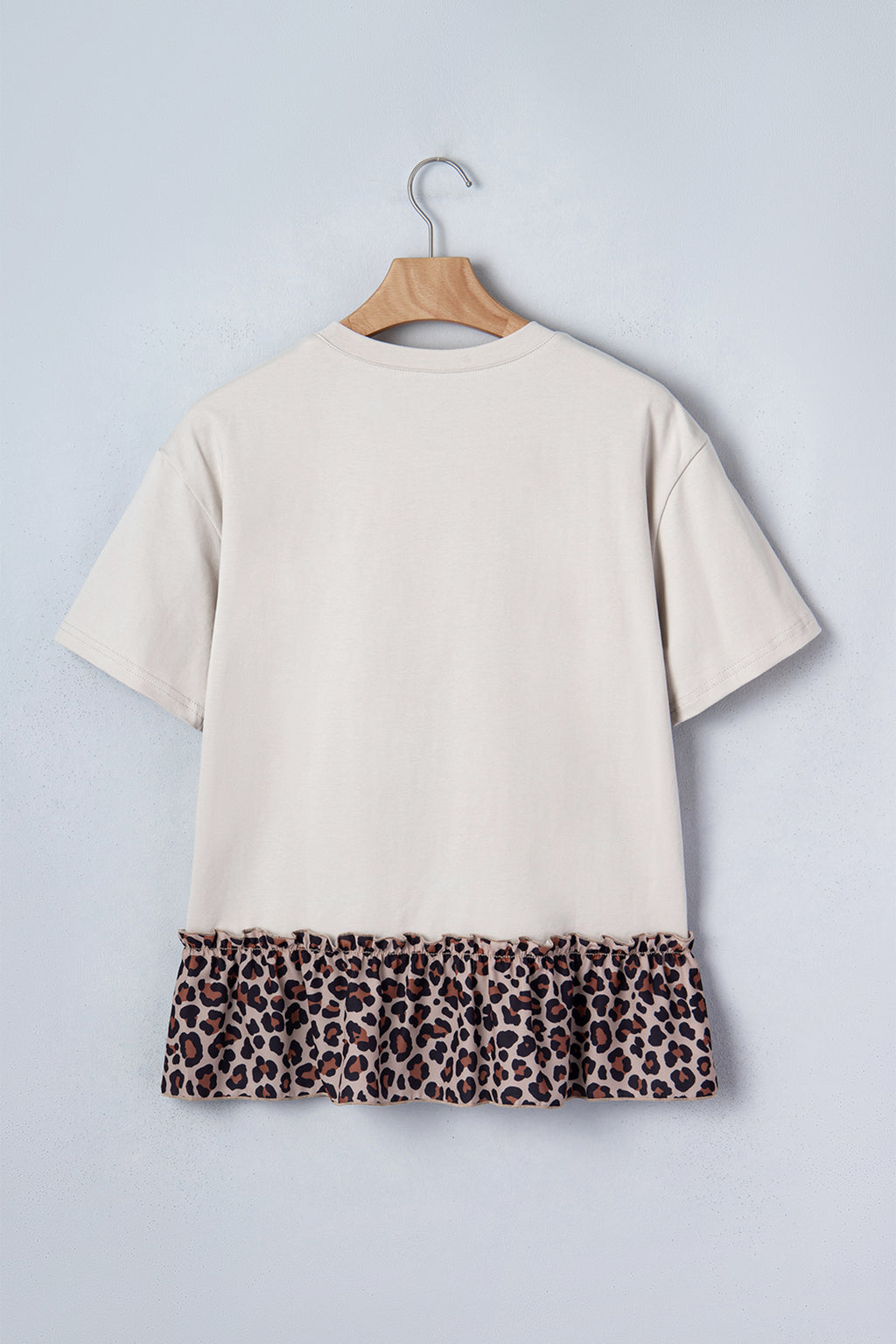 LivelyLooks White Retro Cowgirl Print Leopard Ruffle Hem Patchwork T-Shirt women's fashion