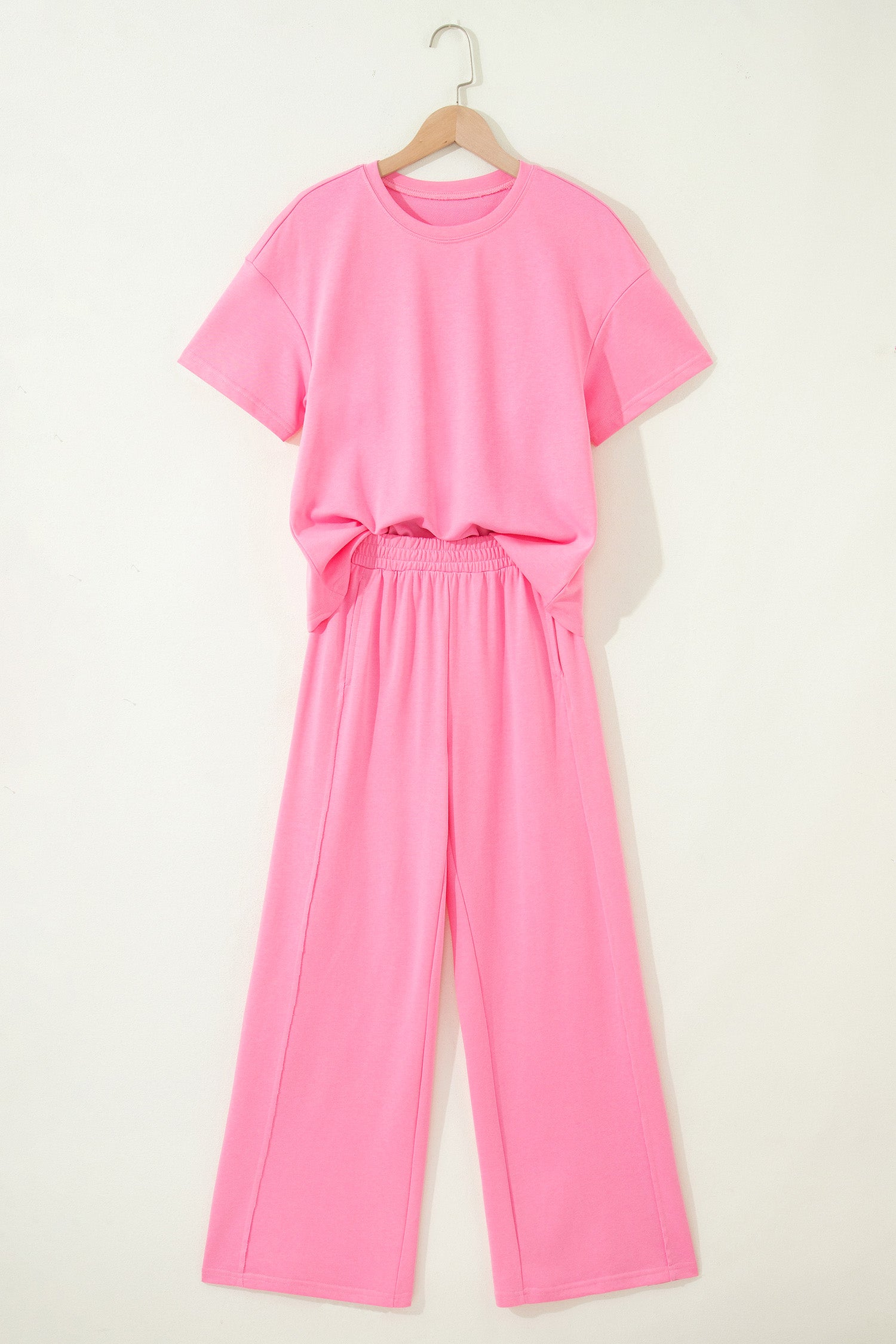 Solid Oversized Tee & Pocketed Wide Leg Trousers Set | 3 Colours | Sizes 8-22