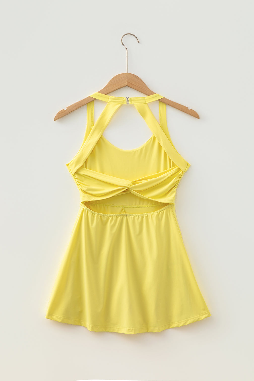 Yellow Back Cutout Active Mini Dress with Shorts | UK 8–18