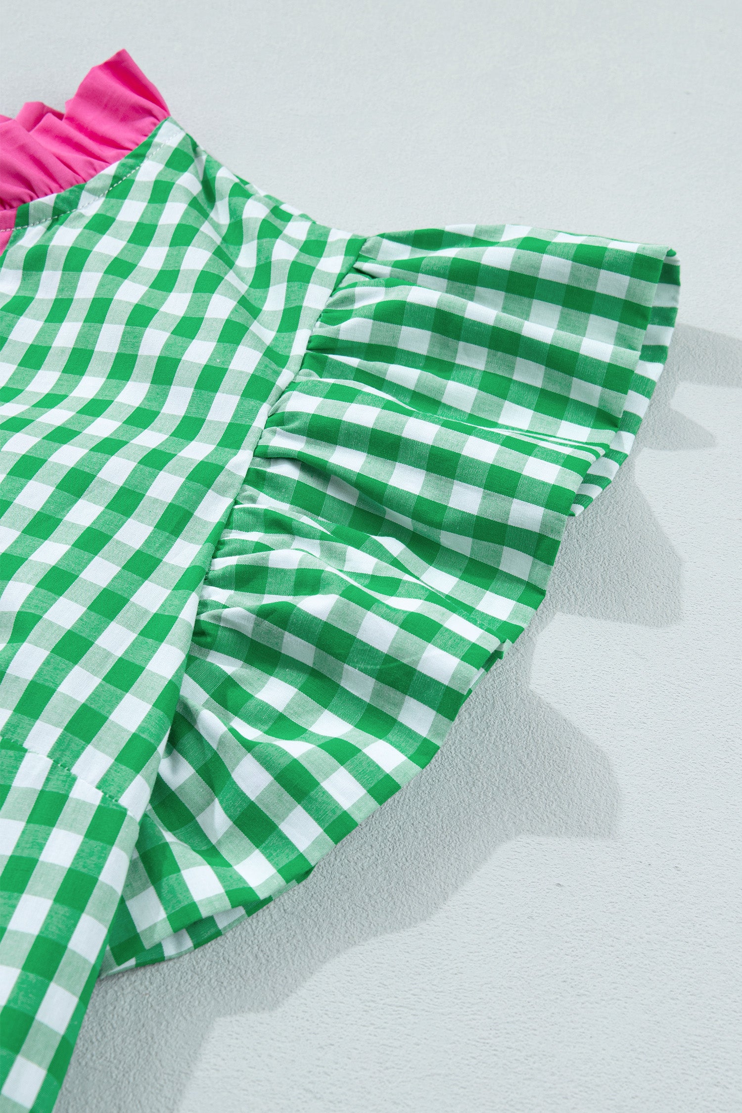 Bright Green Colour Block Plaid Summer Midi Dress S-XL