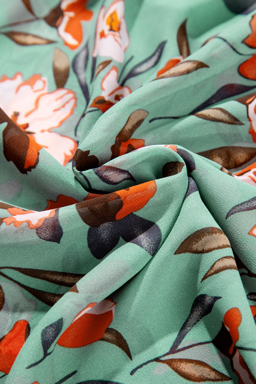 Women's Floral Print Frilled V-Neck Short Sleeve Maxi Dress Blue Black Green S-XL at LivelyLooks
