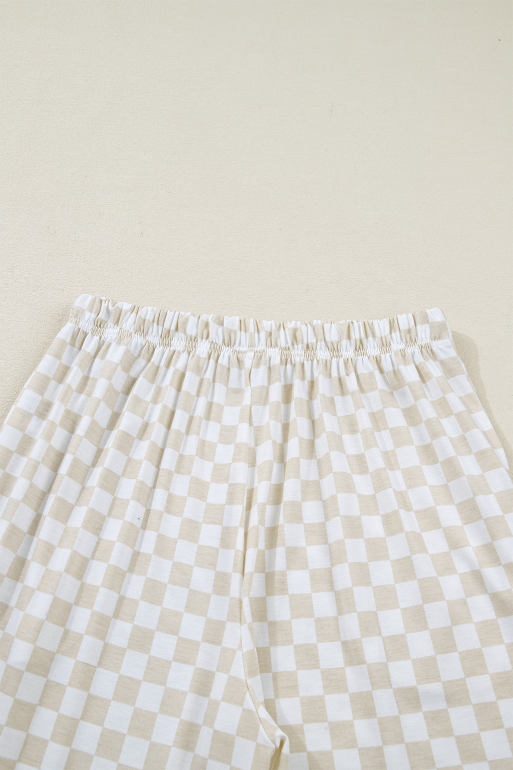 Women's Khaki Checkered Print Half Sleeve Tee & Wide Leg Lounge Pant Set | UK 8-22 at LivelyLooks