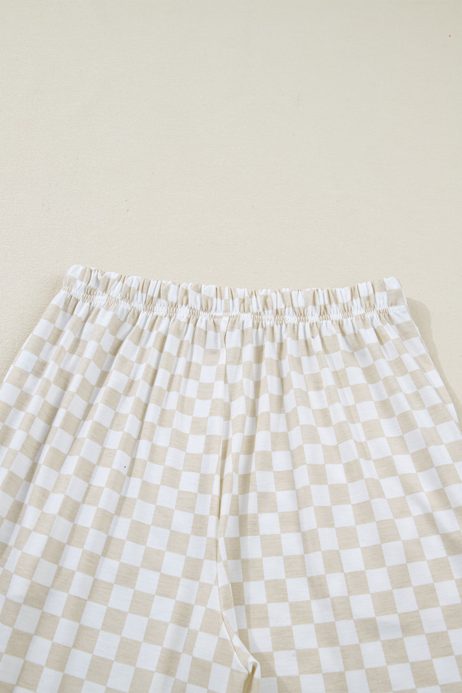 Women's Khaki Checkered Print Half Sleeve Tee & Wide Leg Lounge Pant Set | UK 8-22 at LivelyLooks