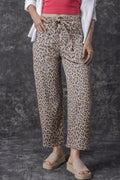 Shop Leopard Print Drawstring Elastic Waist Barrel Jeans UK 8-20 at LivelyLooks