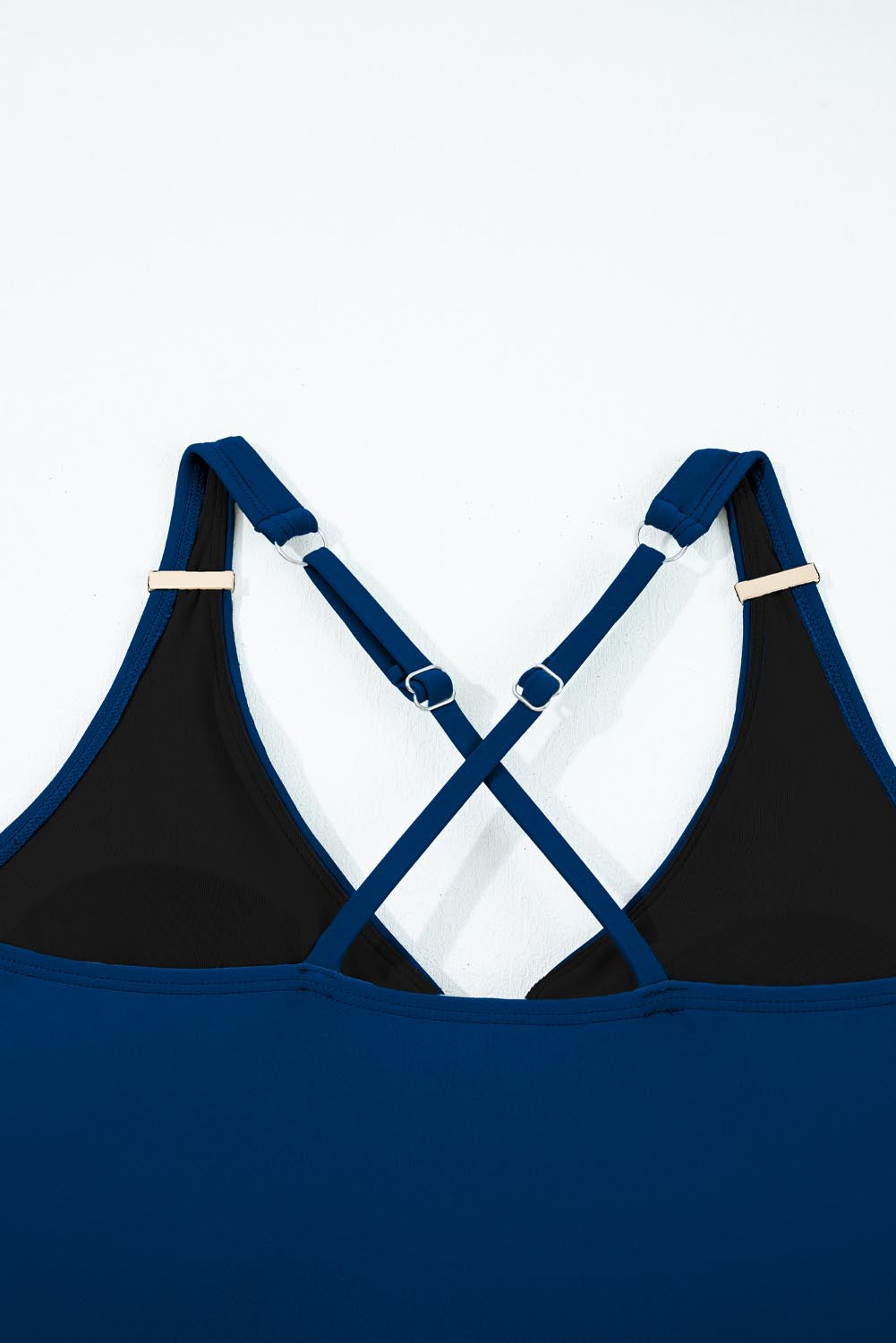 Women's Women Stripe Patchwork Crossed Straps A-Line One Piece Swim Dress Blue Navy S-2XL at LivelyLooks