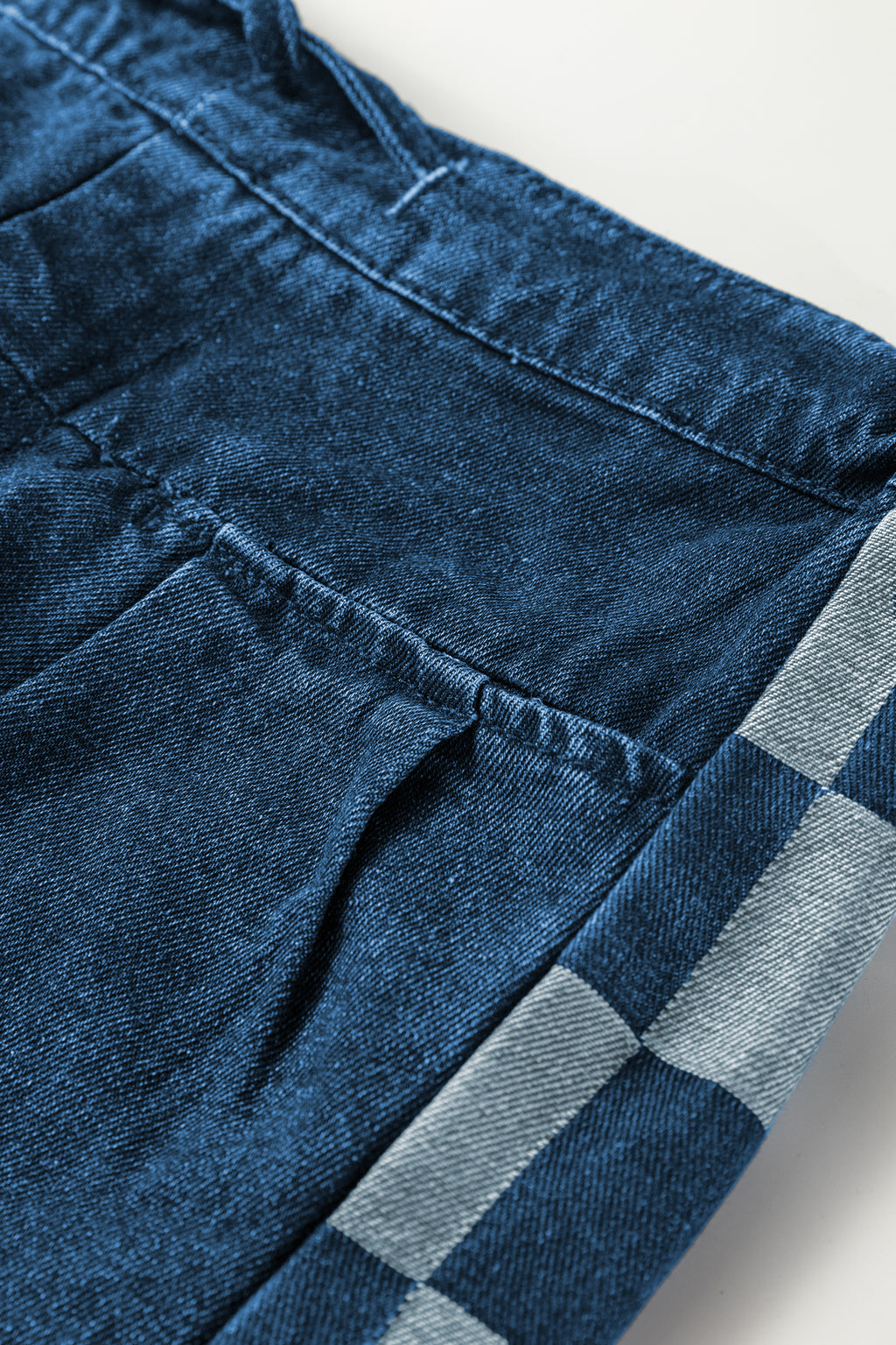 Women's Women's Patchwork Denim Pants Checkered Side Panel Drawstring Loose Sizes 4-16 at LivelyLooks