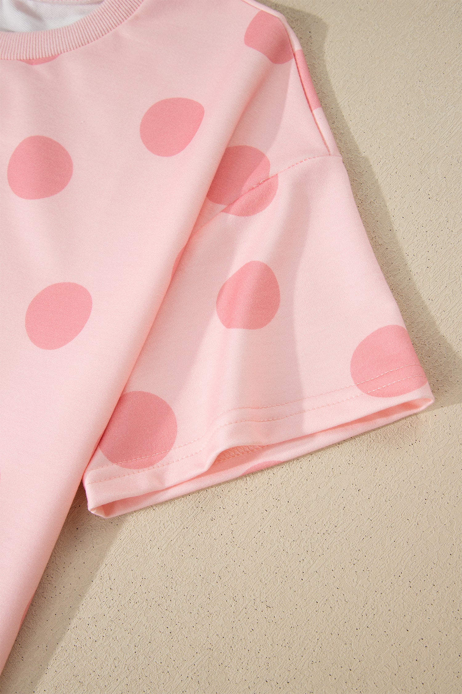 Polka Dot Print Tee & Shorts Co-ord Set | Pink, Black & Sky Blue