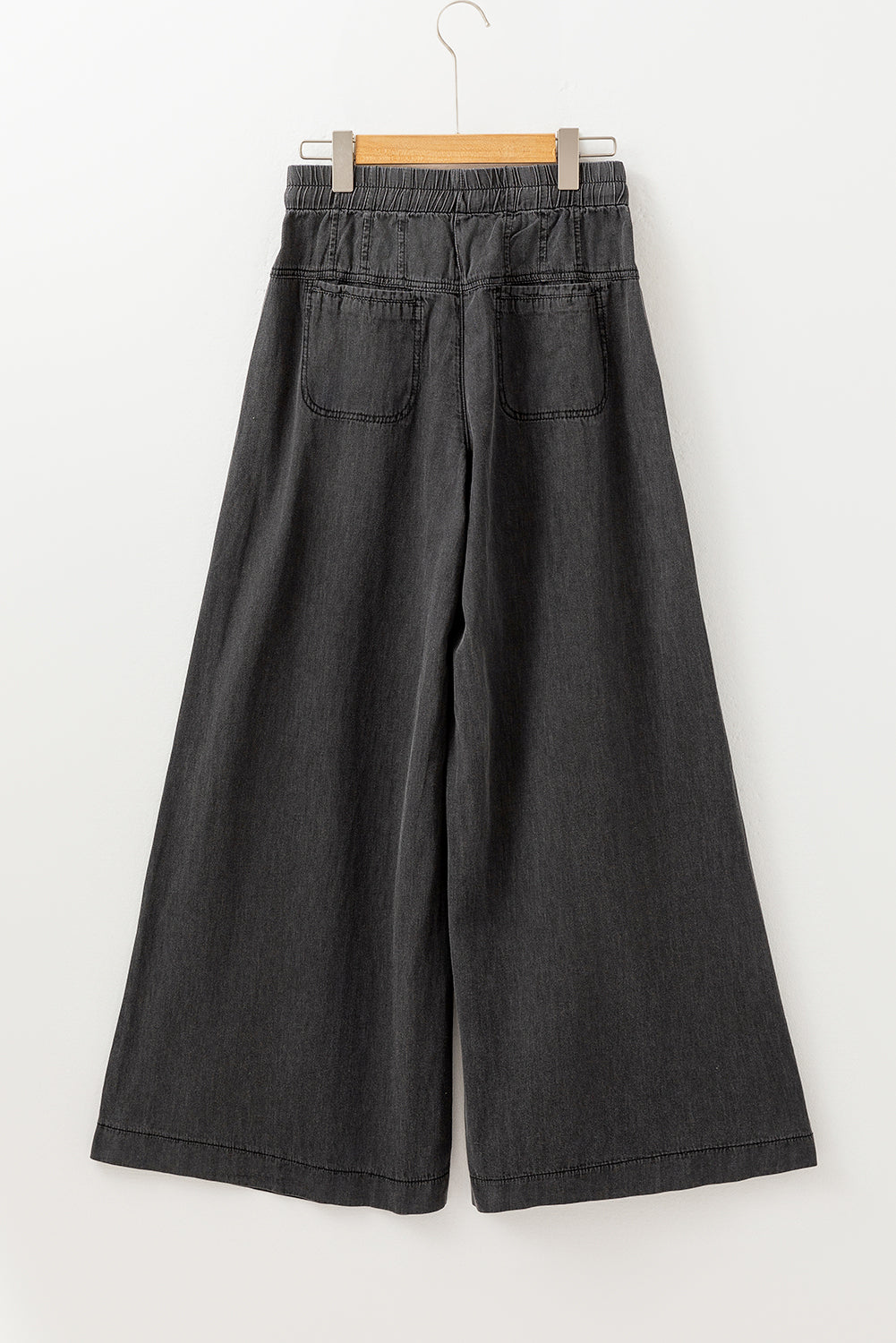 Shop Carbon Grey Mineral Wash Button Fly Waist Wide Leg Jeans at LivelyLooks
