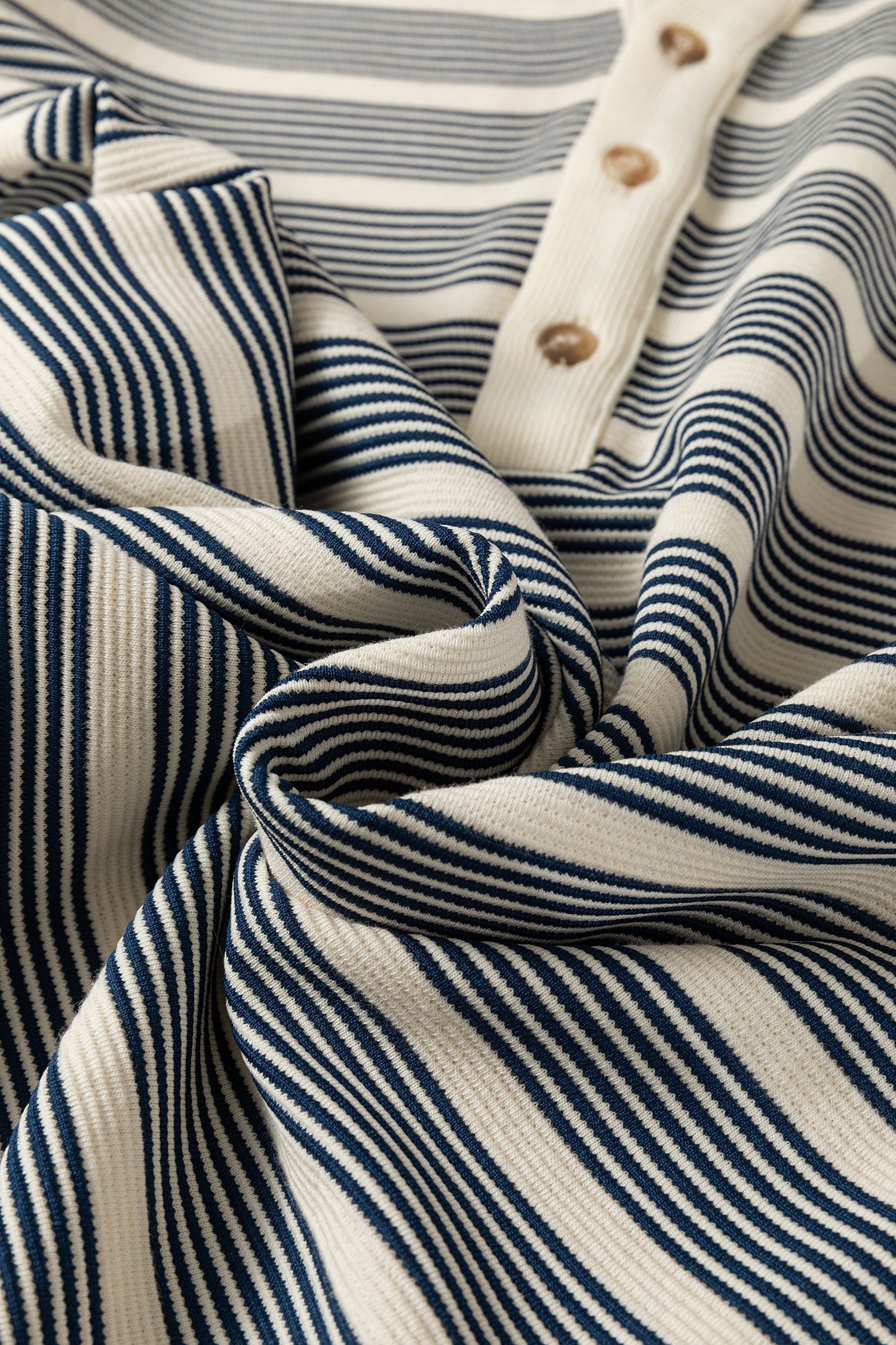 Blue Stripe Ruffled Sleeve Notch Neck Midi Dress | Contrast Trim