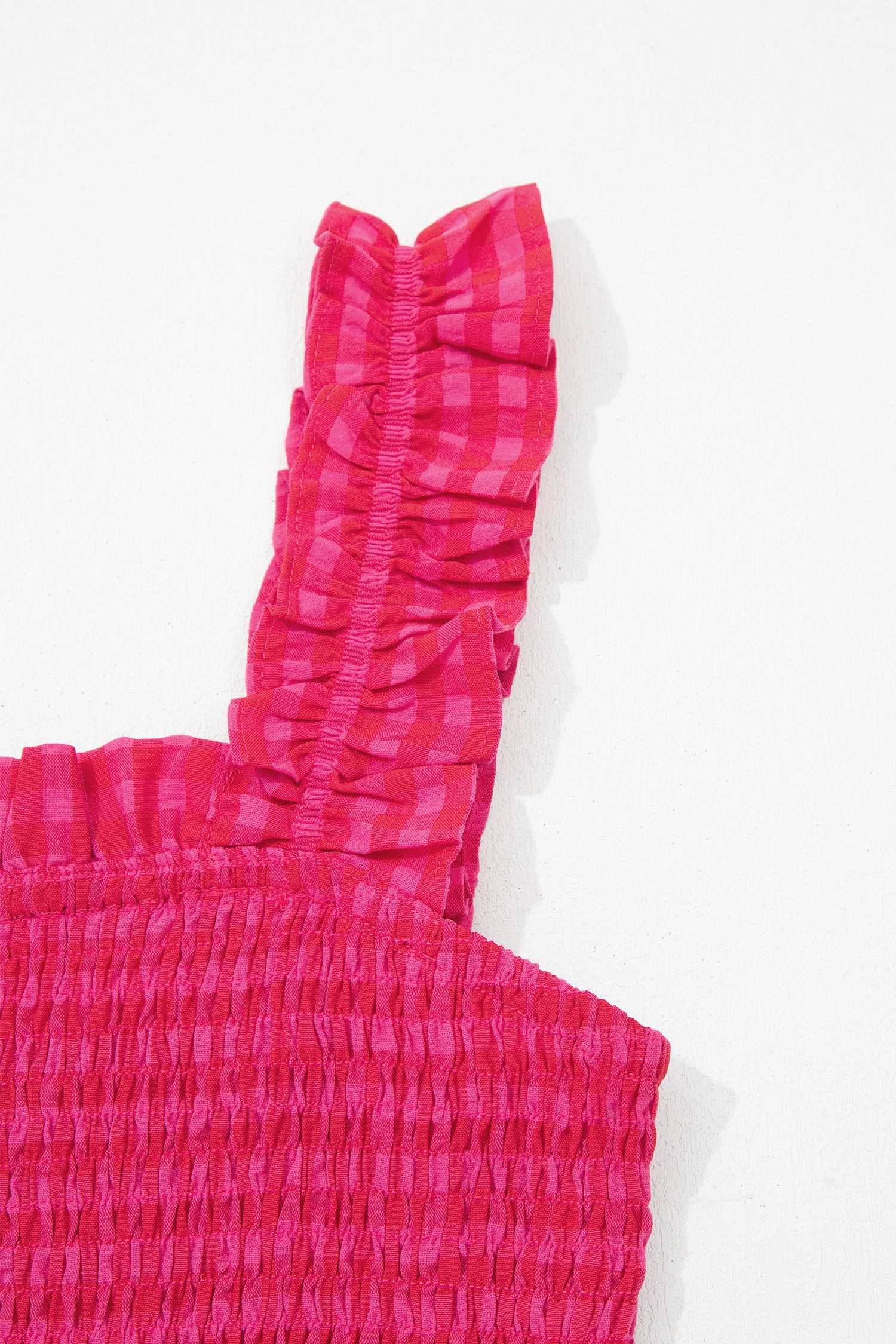 Red Plaid Fit & Flare Sundress Square Neck Vacation Women S-XL