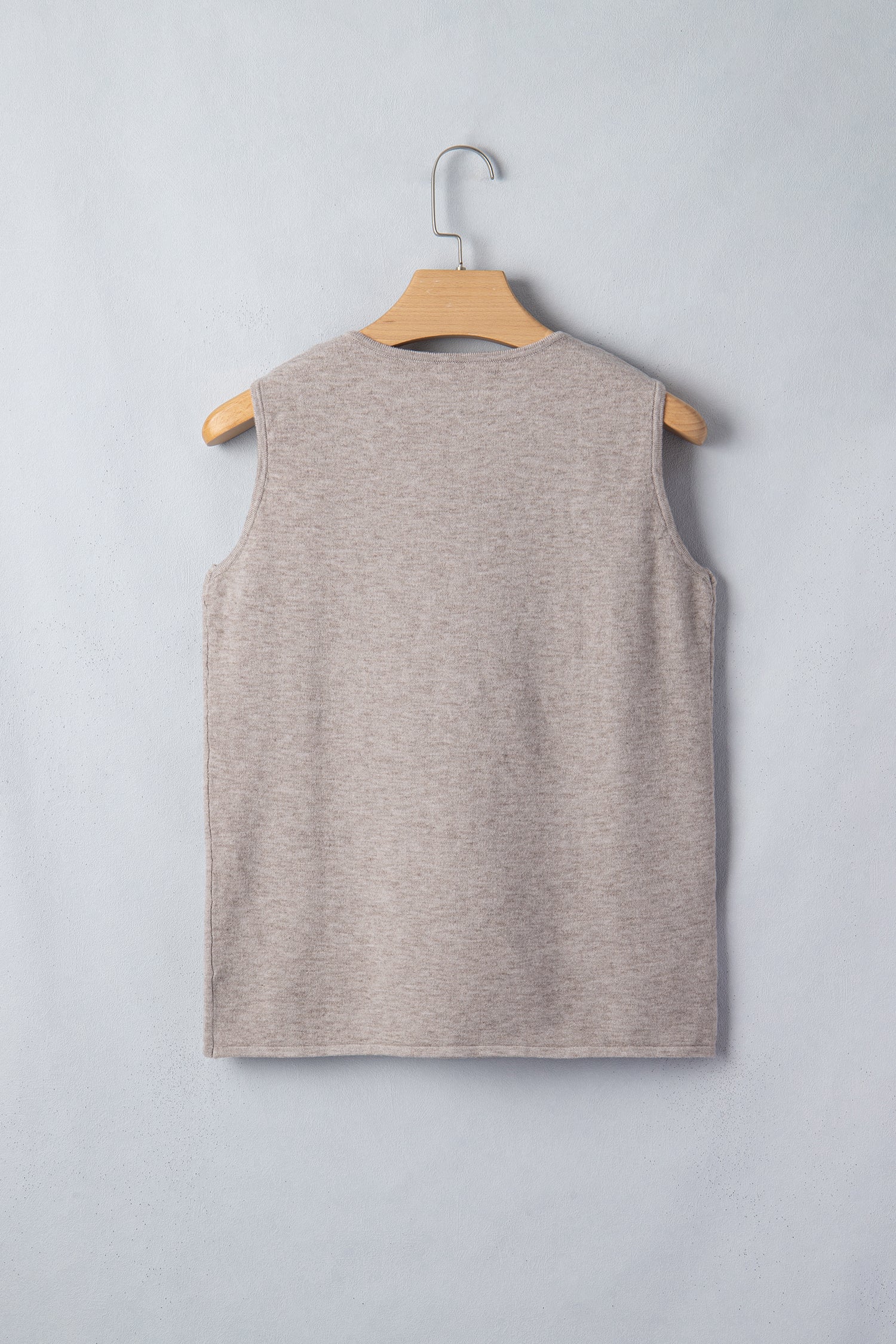 Women's Gray Morn Metal Star Detail V Neck Sweater Knit Tank Top at LivelyLooks