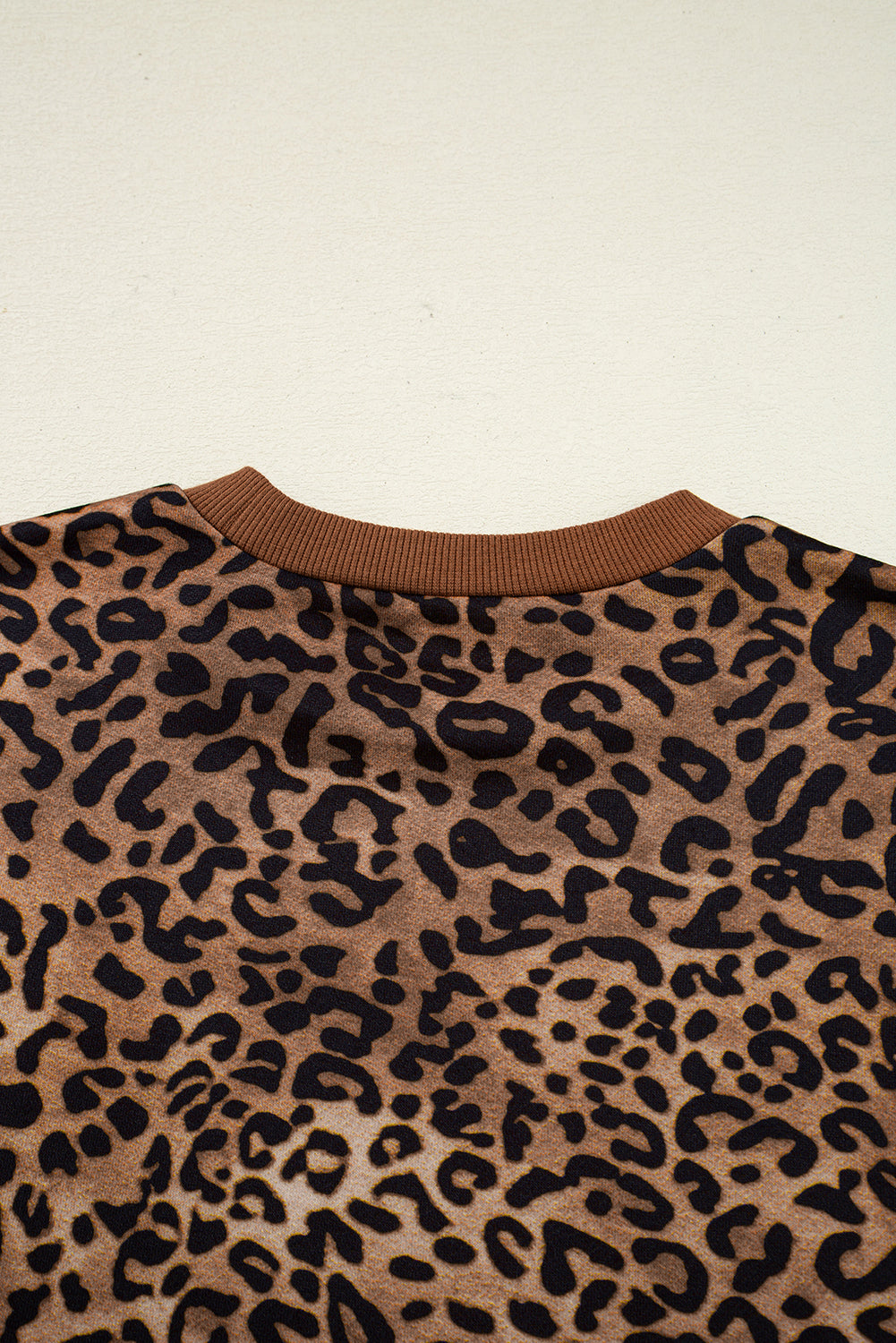Coffee Leopard Print Contrast Trim Long Sleeve Top & Pants Set | UK 8–22