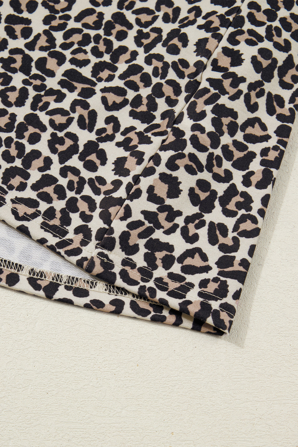Women's Khaki Leopard Print Zip Neck Patchwork Mini Dress at LivelyLooks