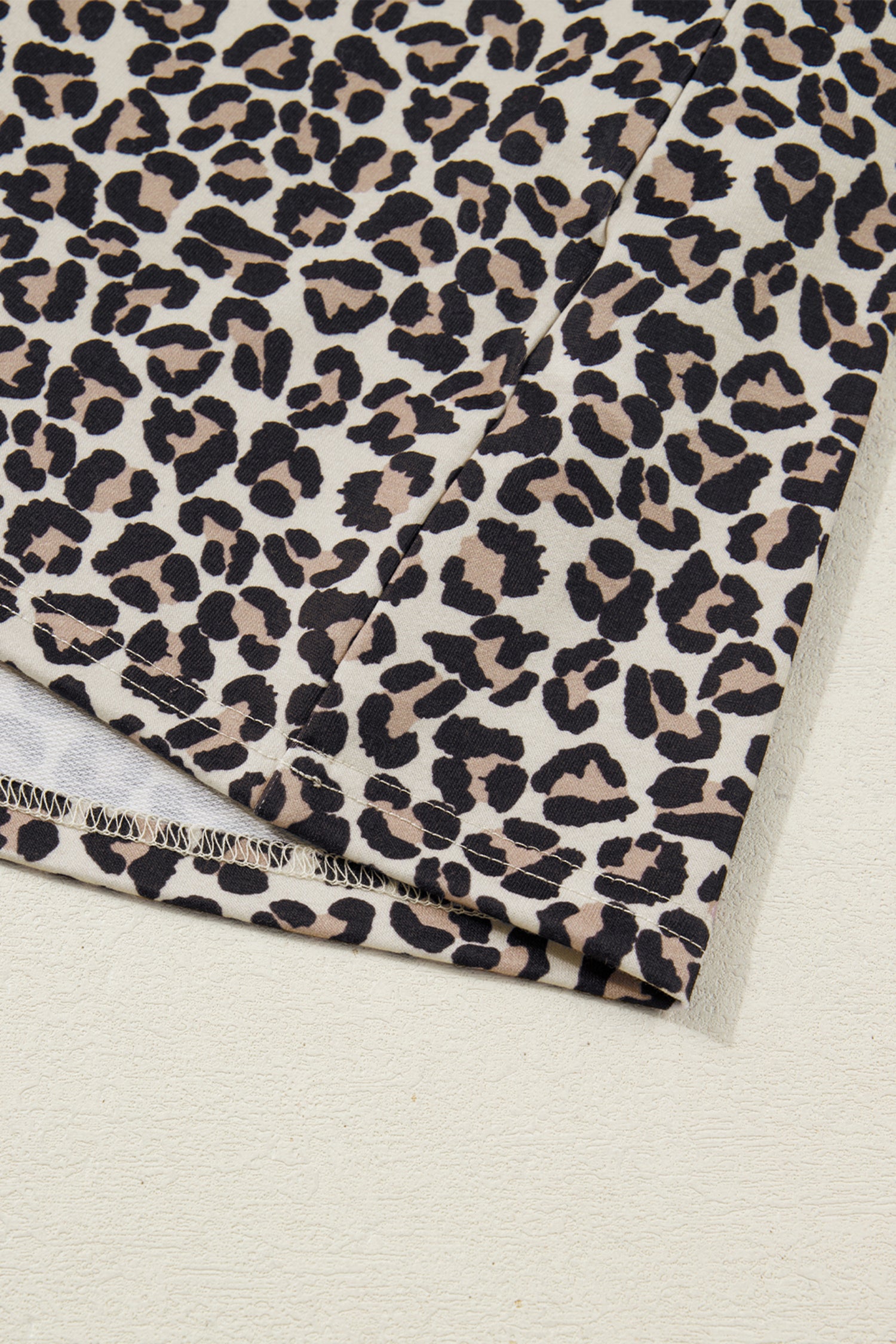 Women's Khaki Leopard Print Zip Neck Patchwork Mini Dress at LivelyLooks