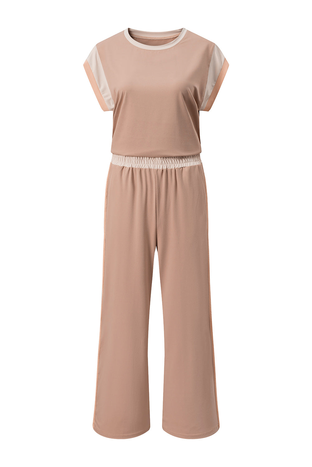 Colour Block Cap Sleeve Tee & Crop Wide Leg Trousers Set | 8 Colours